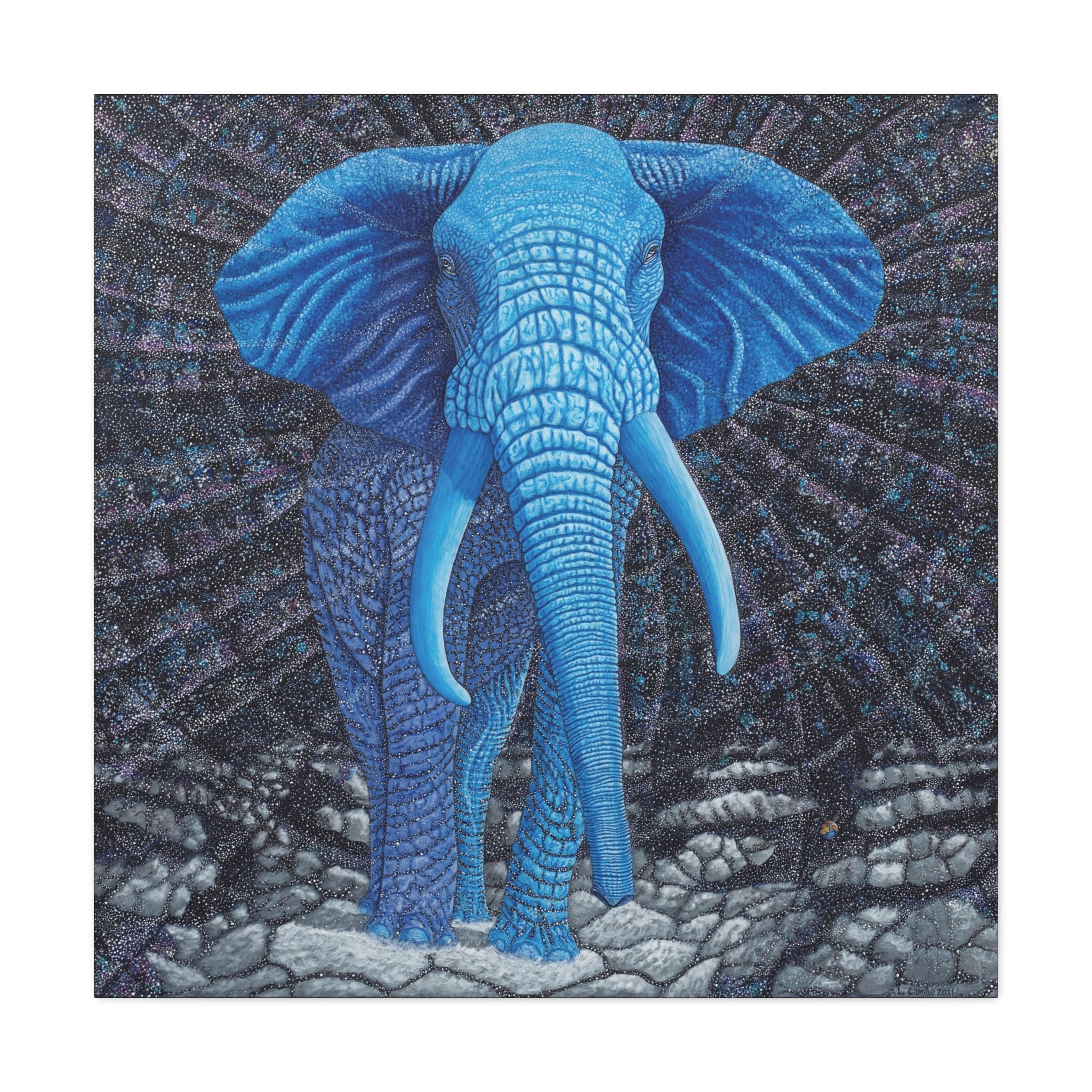 Blue Elephant 2, Canvas Print-Stretched
