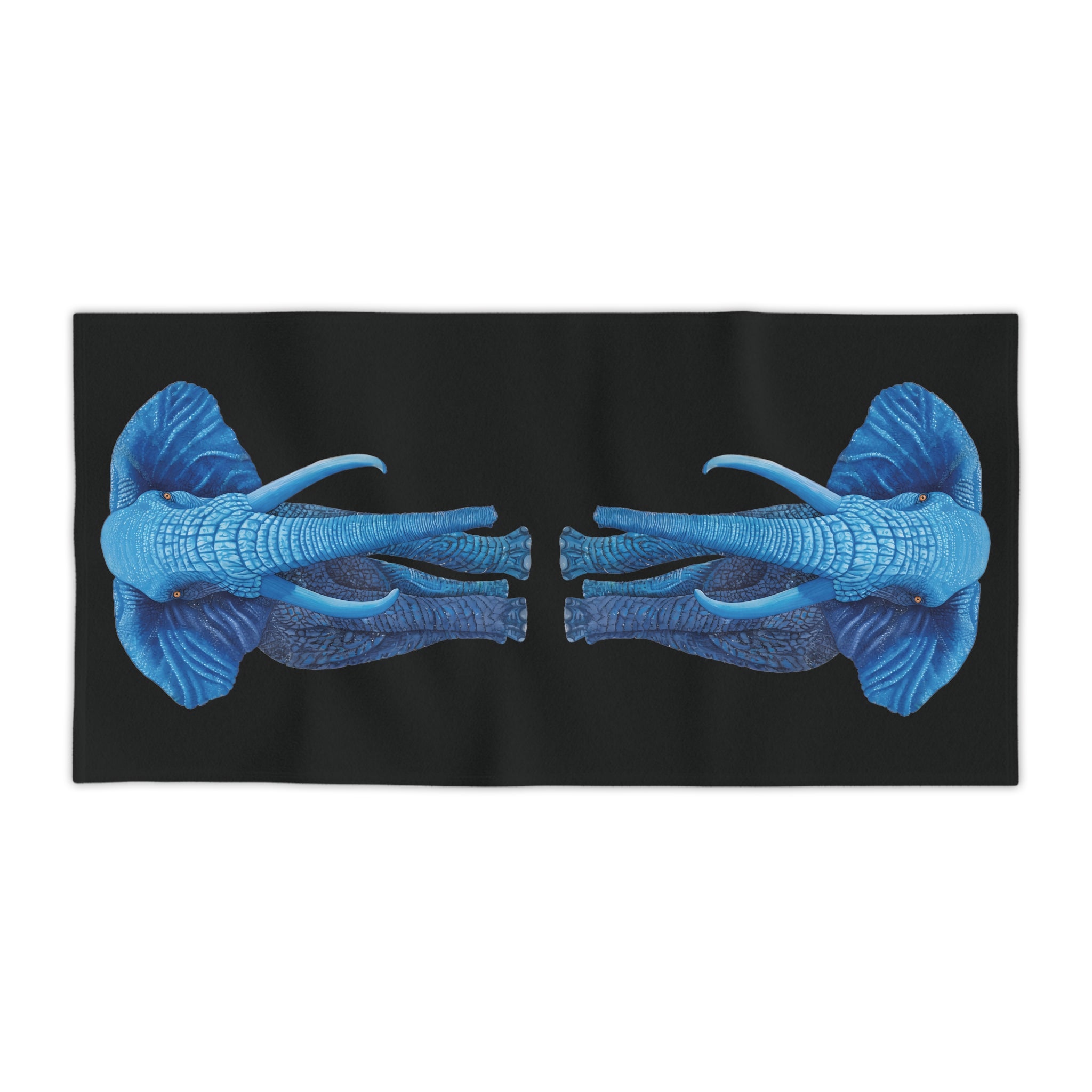 Blue Elephant Beach Towel on Black