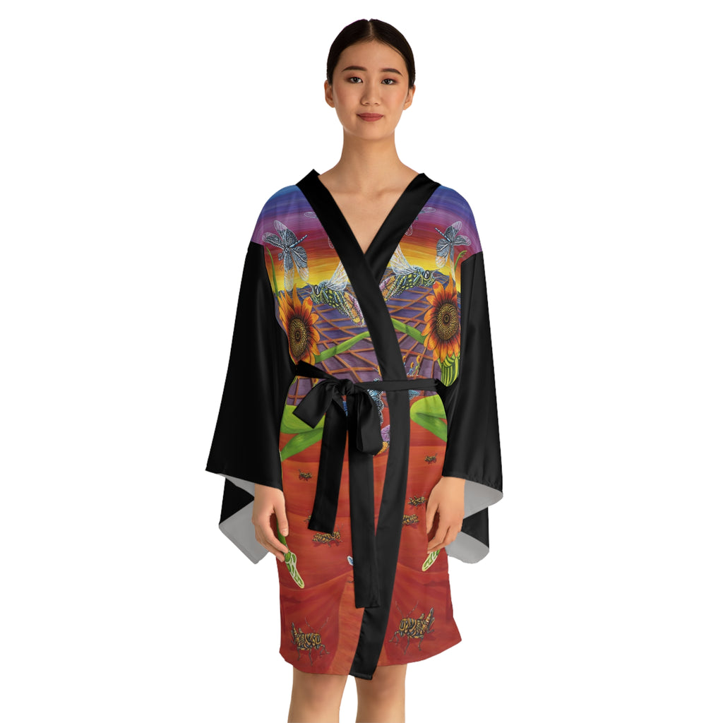 Honey and the Bees Long Sleeve Kimono Robe (AOP)