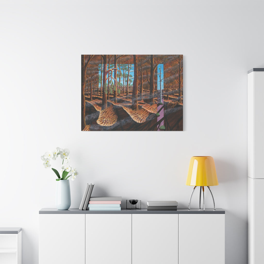 1F. "Before, During, and After the Fire" Stretched Canvas Print