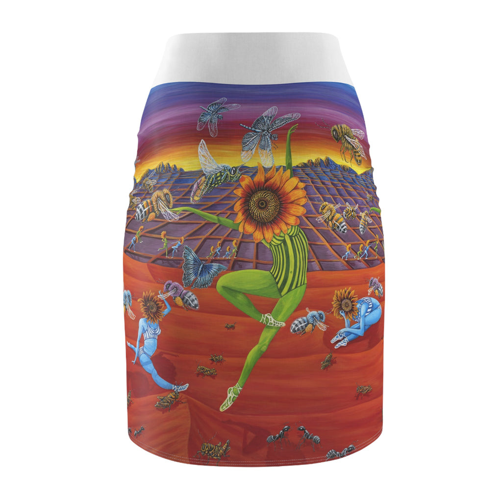 5D. Honey and the Bees. Pencil Skirt — Spring  Dance Print