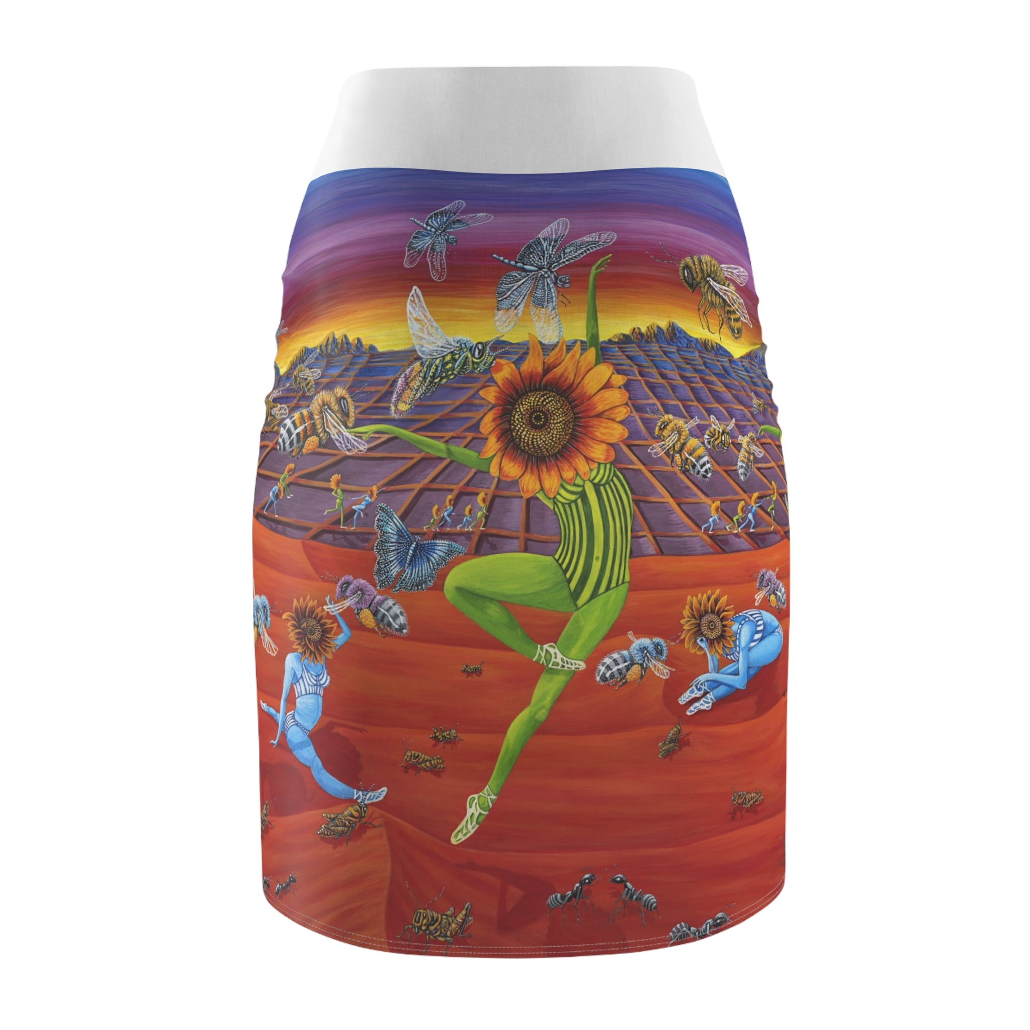 5D. Honey and the Bees. Pencil Skirt — Spring  Dance Print