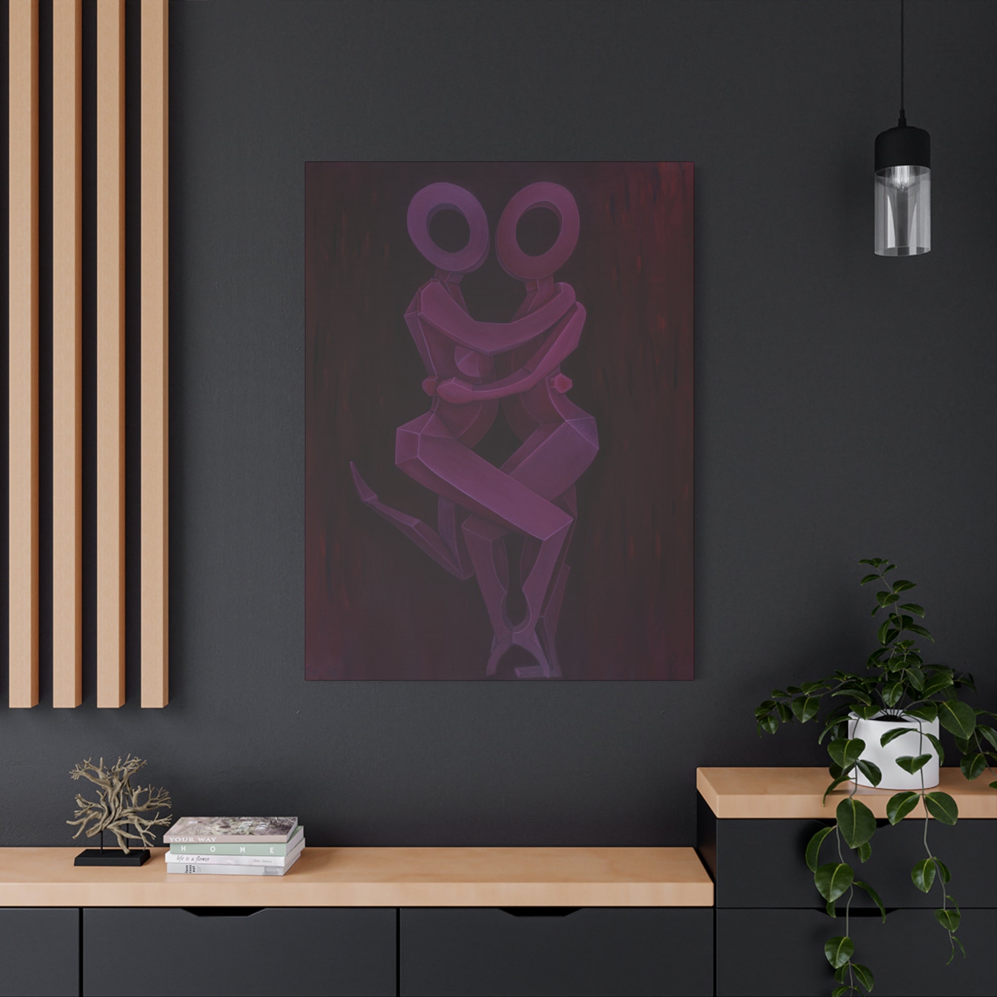 The Lovers Red Stretched Canvas Print