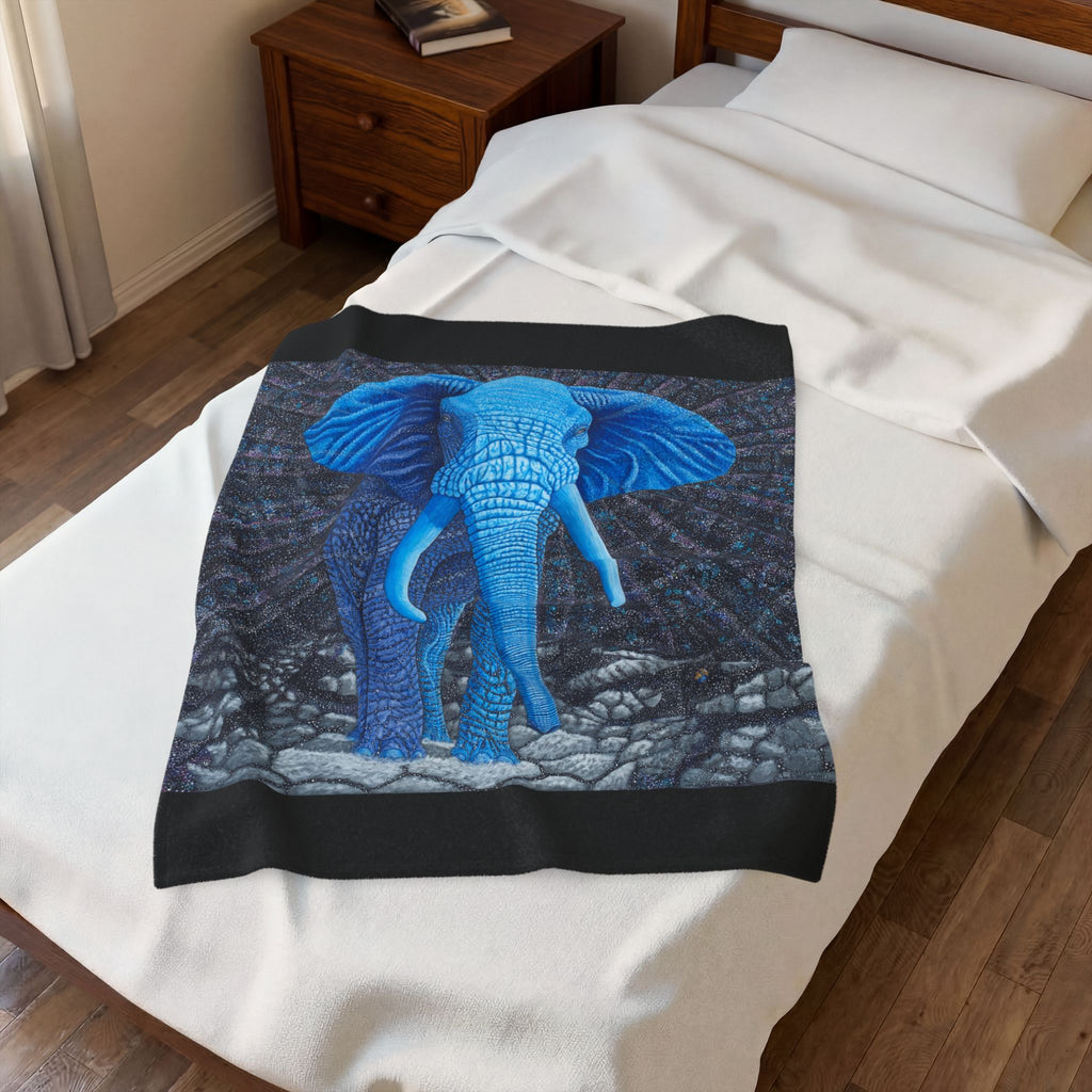 Elephant Transcending Earth Velveteen Plush Blanket — Elephant God Design