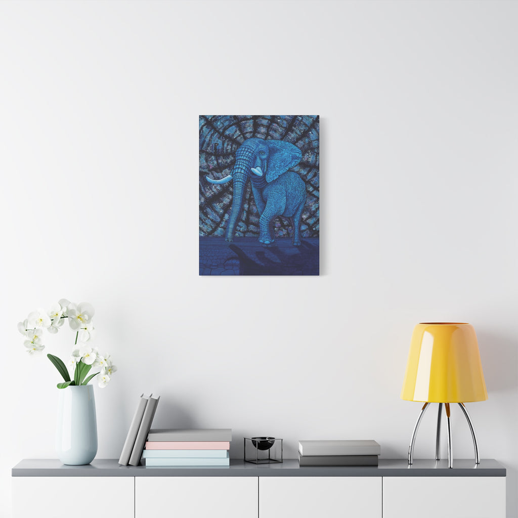 Safari Blue Elephant 1.  Stretched Canvas Print