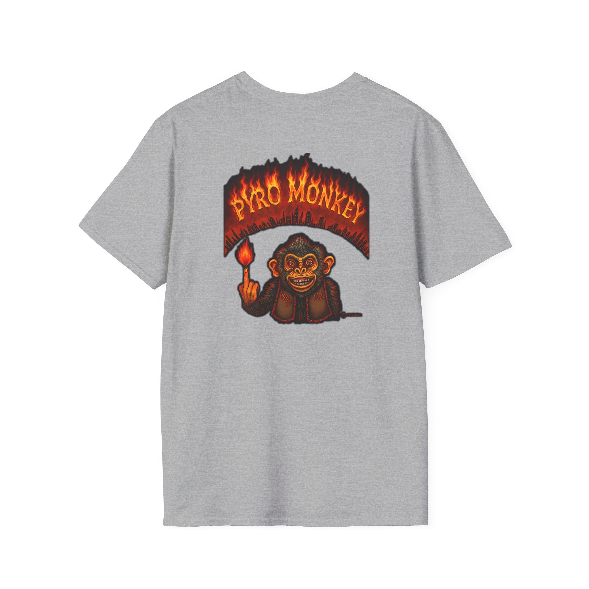 Pyro Monkey T-Shirt | Funny Graphic Tee | Rafiki Art