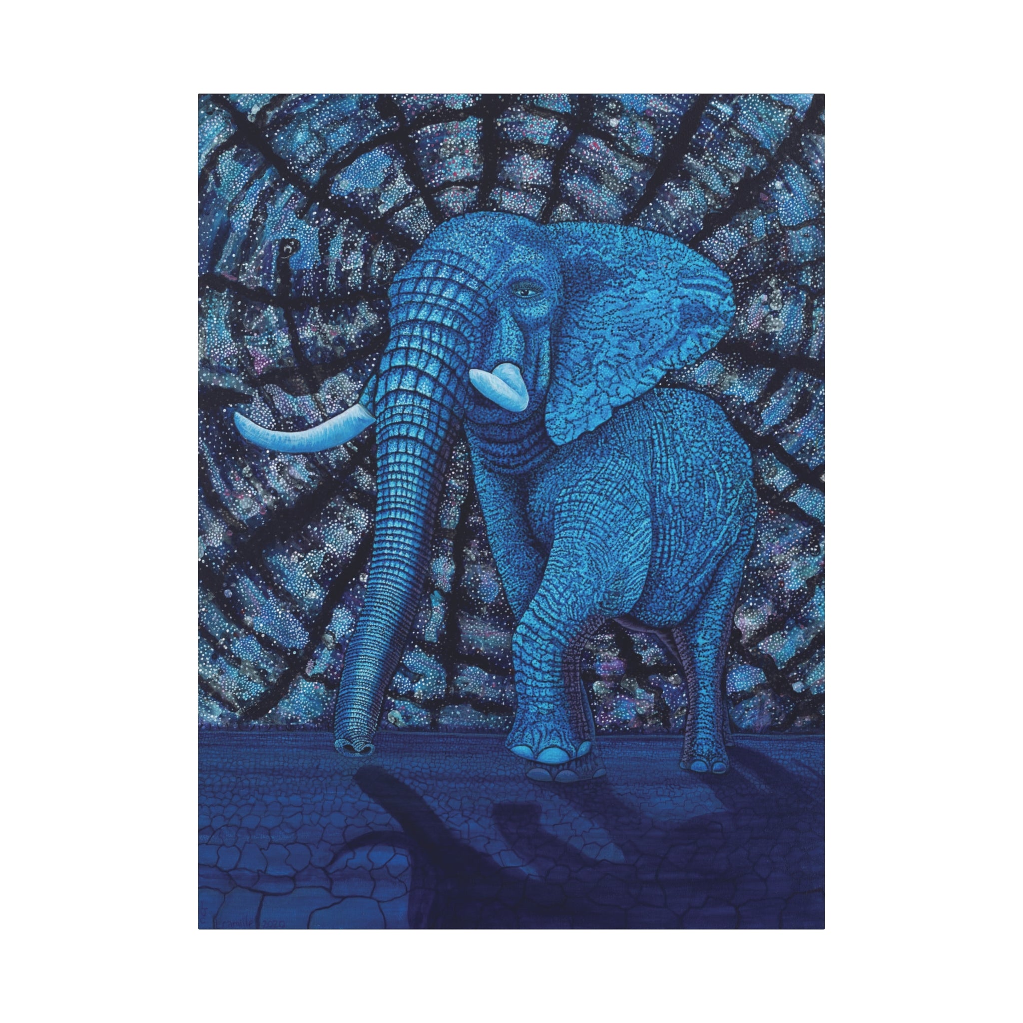 Blue Elephant 1. Stretched Canvas Print