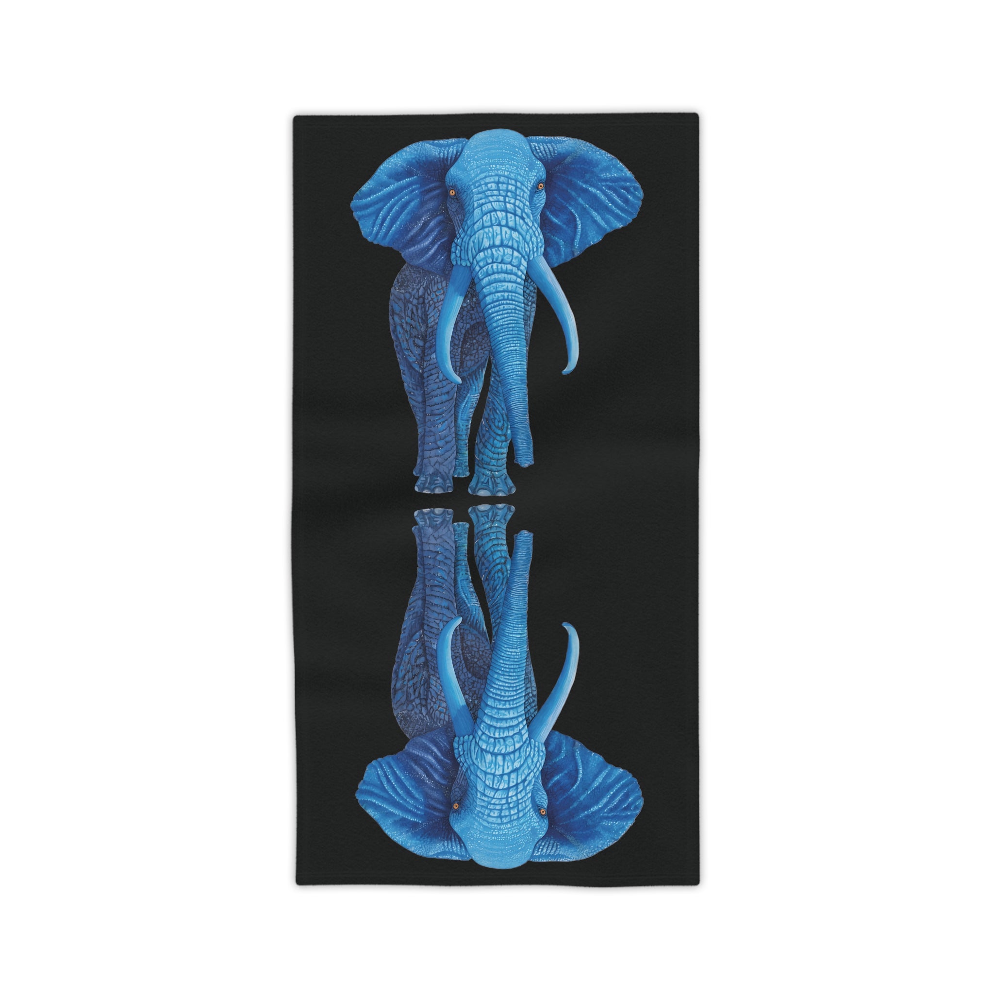 Blue Elephant Beach Towel on Black