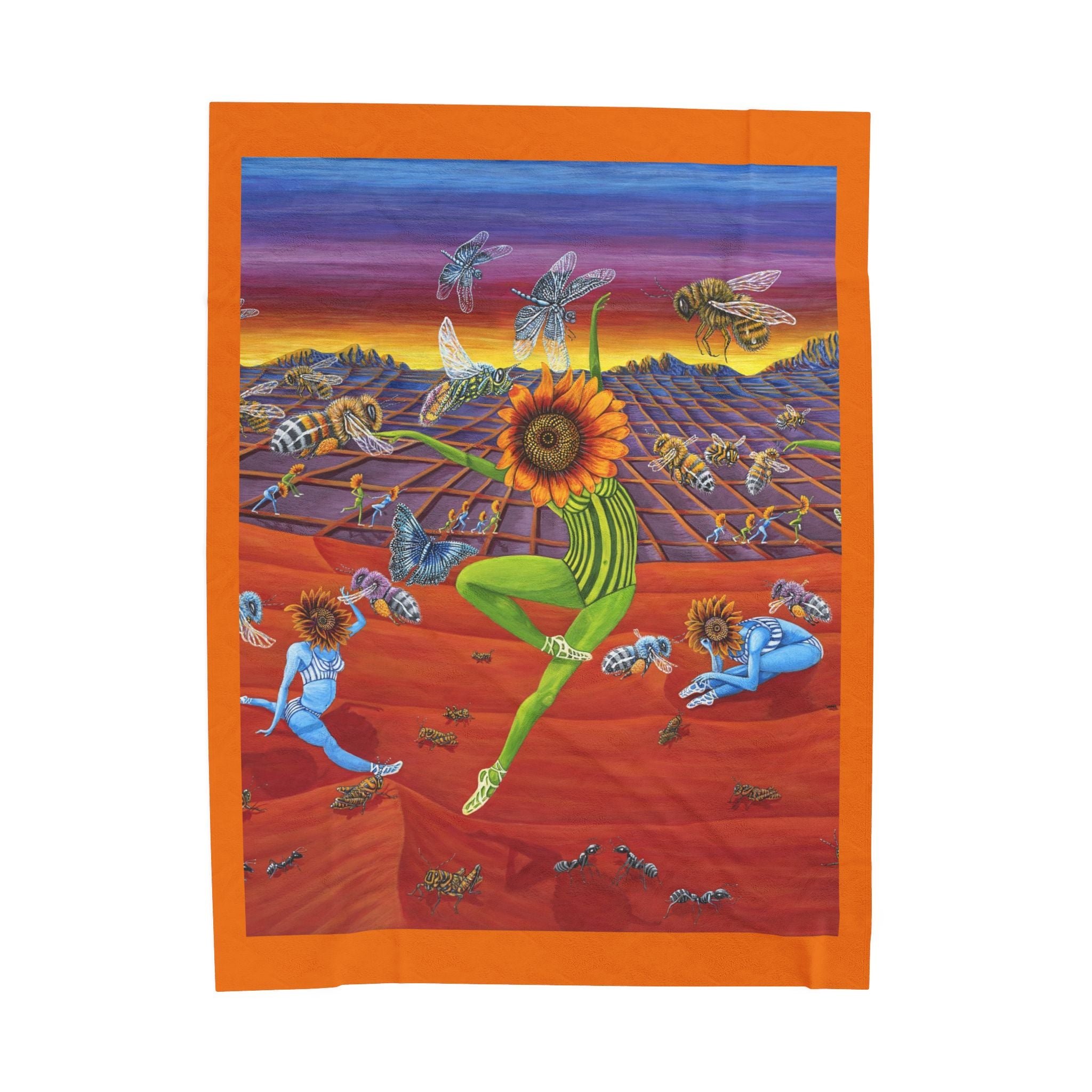Honey and The Bees  Plush Blanket, Rafiki Art Throw