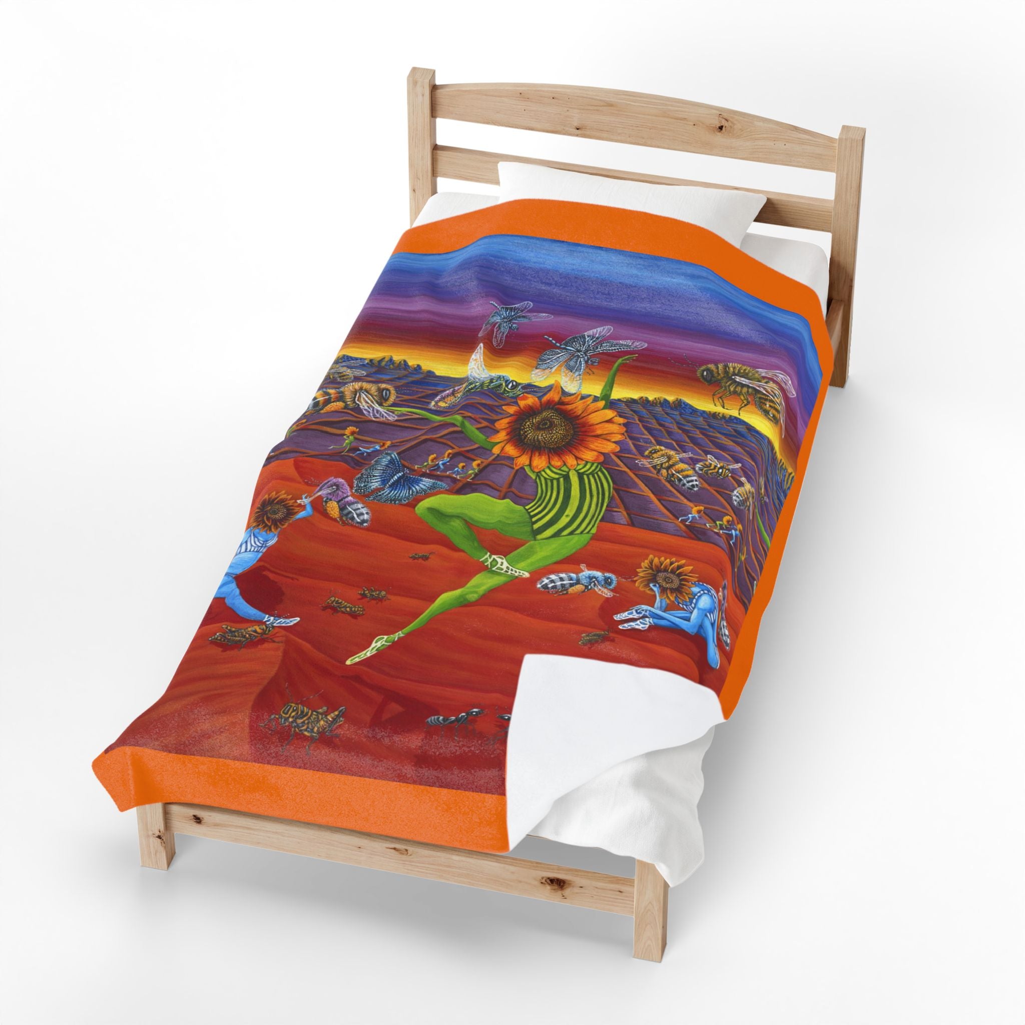 Honey and The Bees  Plush Blanket, Rafiki Art Throw