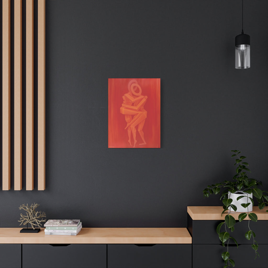 The Lovers Orange Stretched Canvas Print