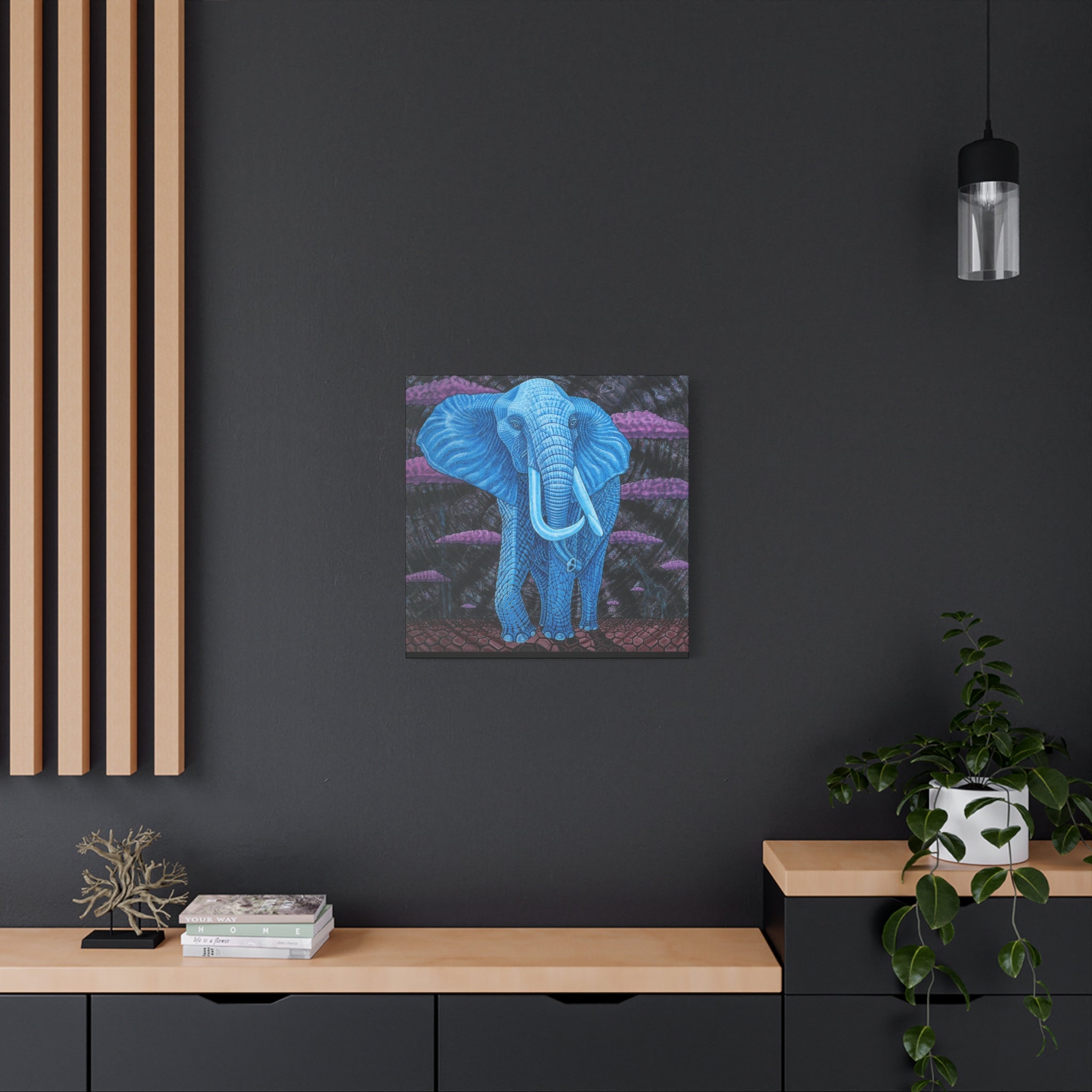 3C. Dream Elephant Stretched Canvas Print— Midnight @ Lake Manyarra