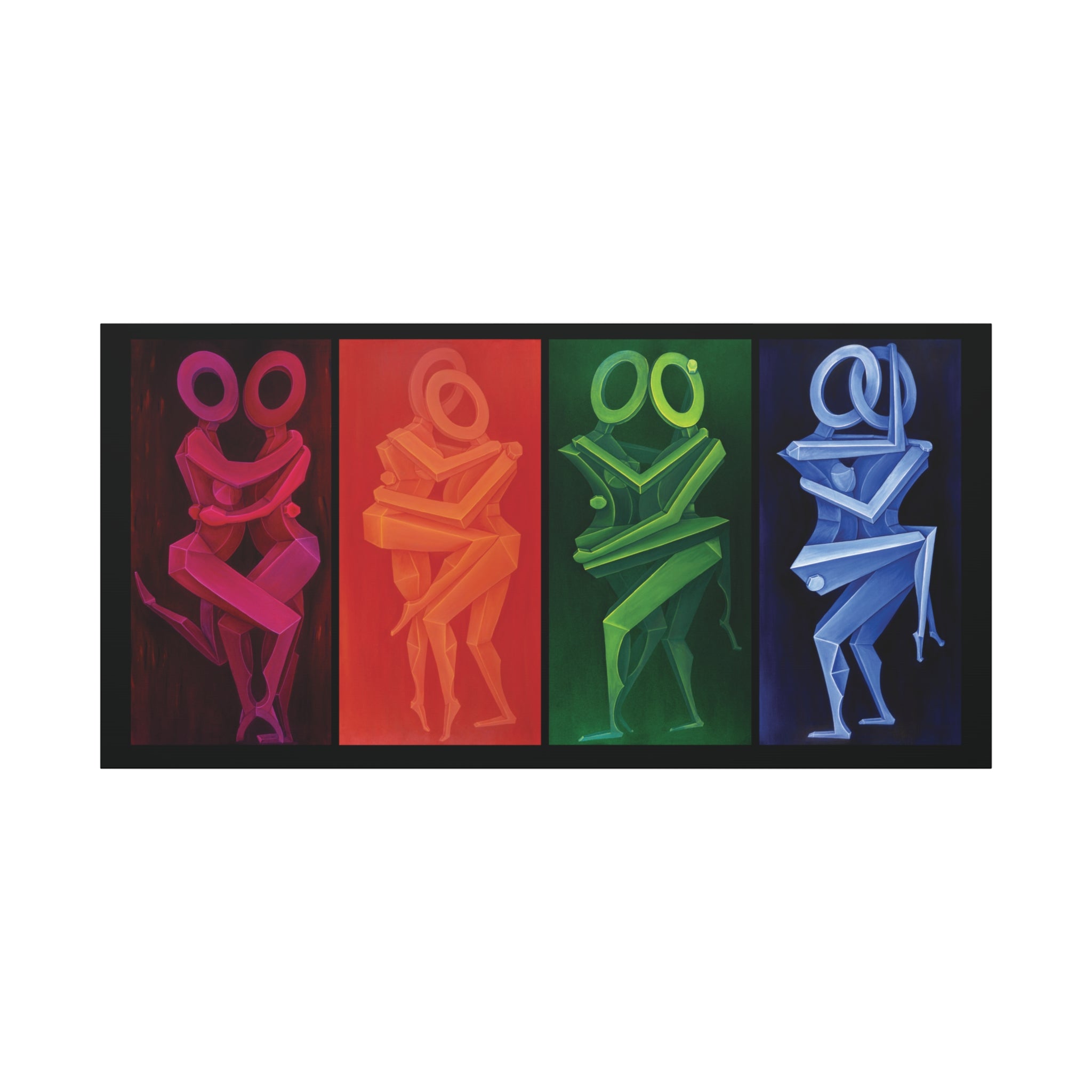 The Lovers Stretched Canvas Print; Red Orange Green Blue