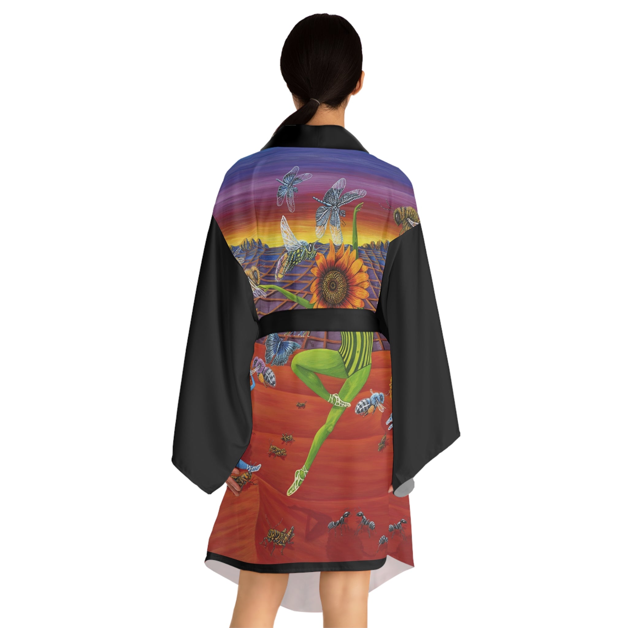 Honey and the Bees Long Sleeve Kimono Robe (AOP)