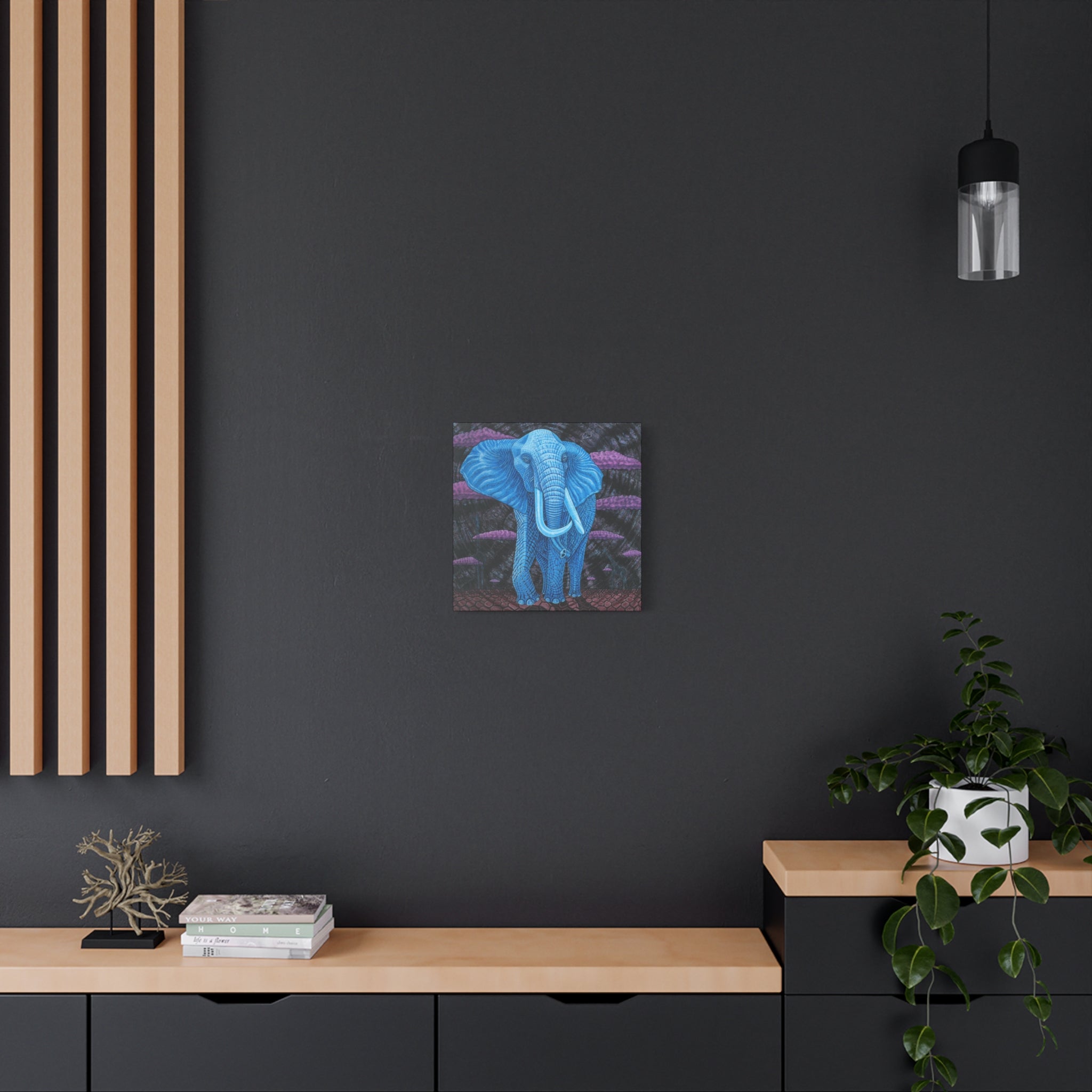 1C. Dream Elephant Stretched Canvas Print— Midnight @ Lake Manyarra