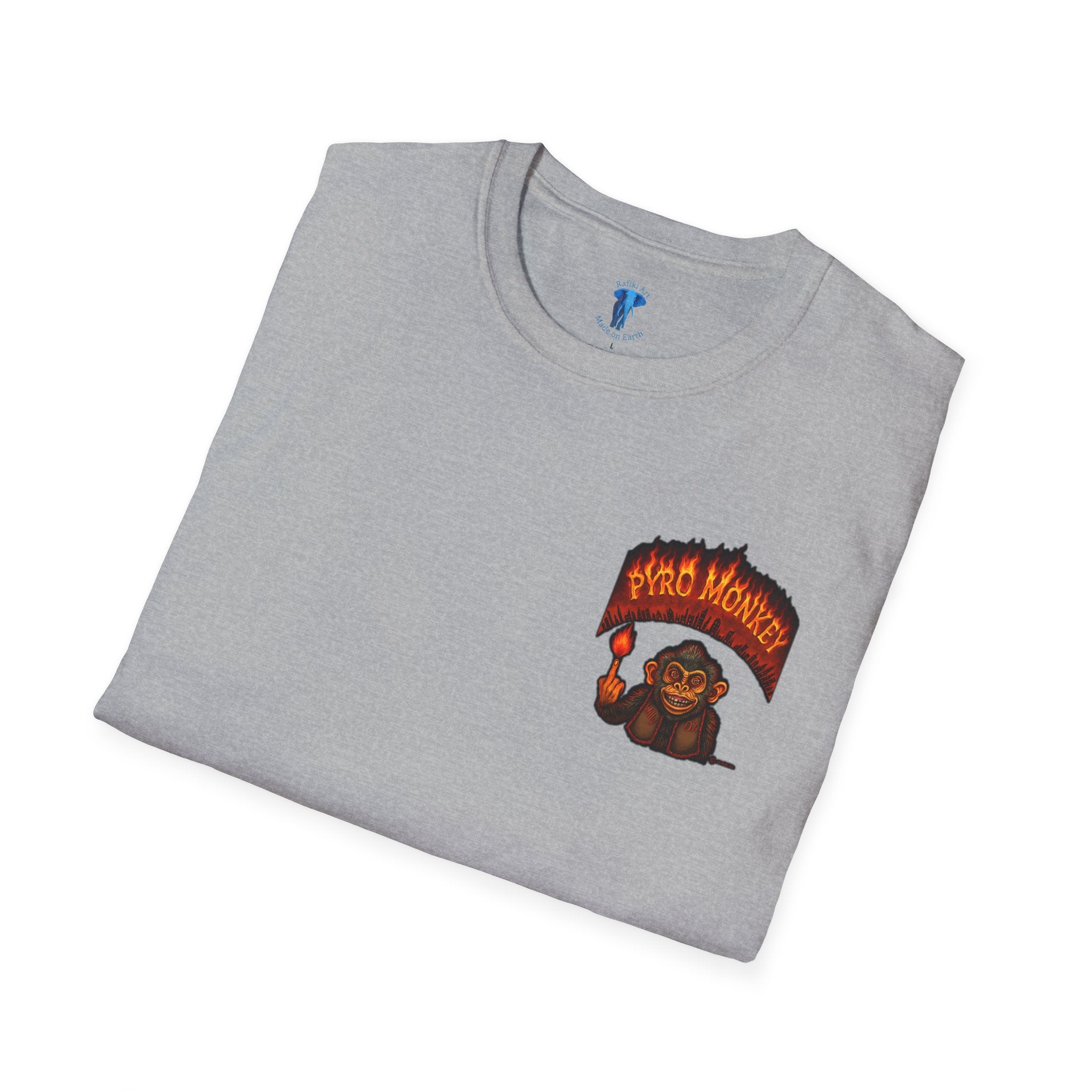 Pyro Monkey T-Shirt | Funny Graphic Tee | Rafiki Art