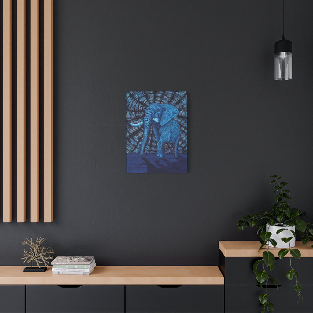 Safari Blue Elephant 1.  Stretched Canvas Print