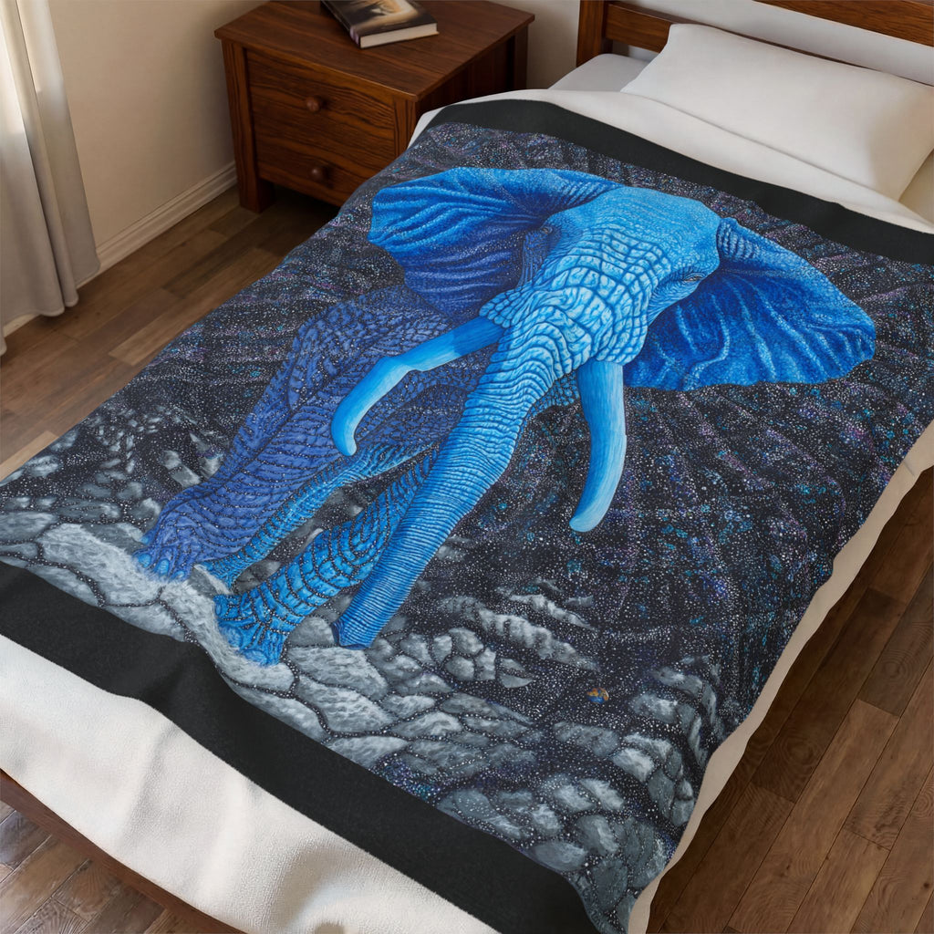 Elephant Transcending Earth Velveteen Plush Blanket — Elephant God Design