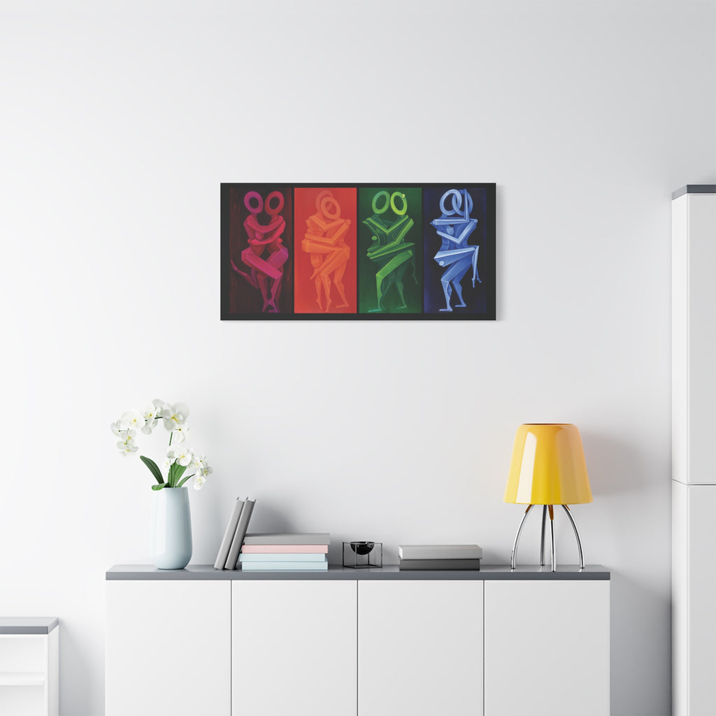 The Lovers Stretched Canvas Print; Red Orange Green Blue