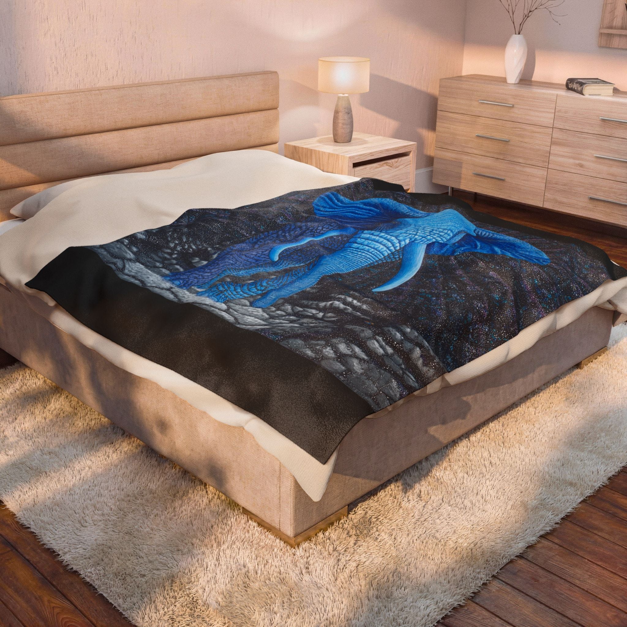 Elephant Transcending Earth Velveteen Plush Blanket — Elephant God Design