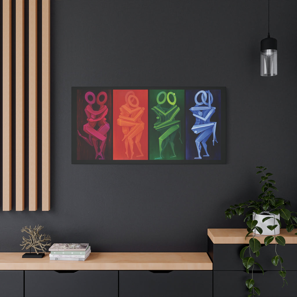 The Lovers Stretched Canvas Print; Red Orange Green Blue