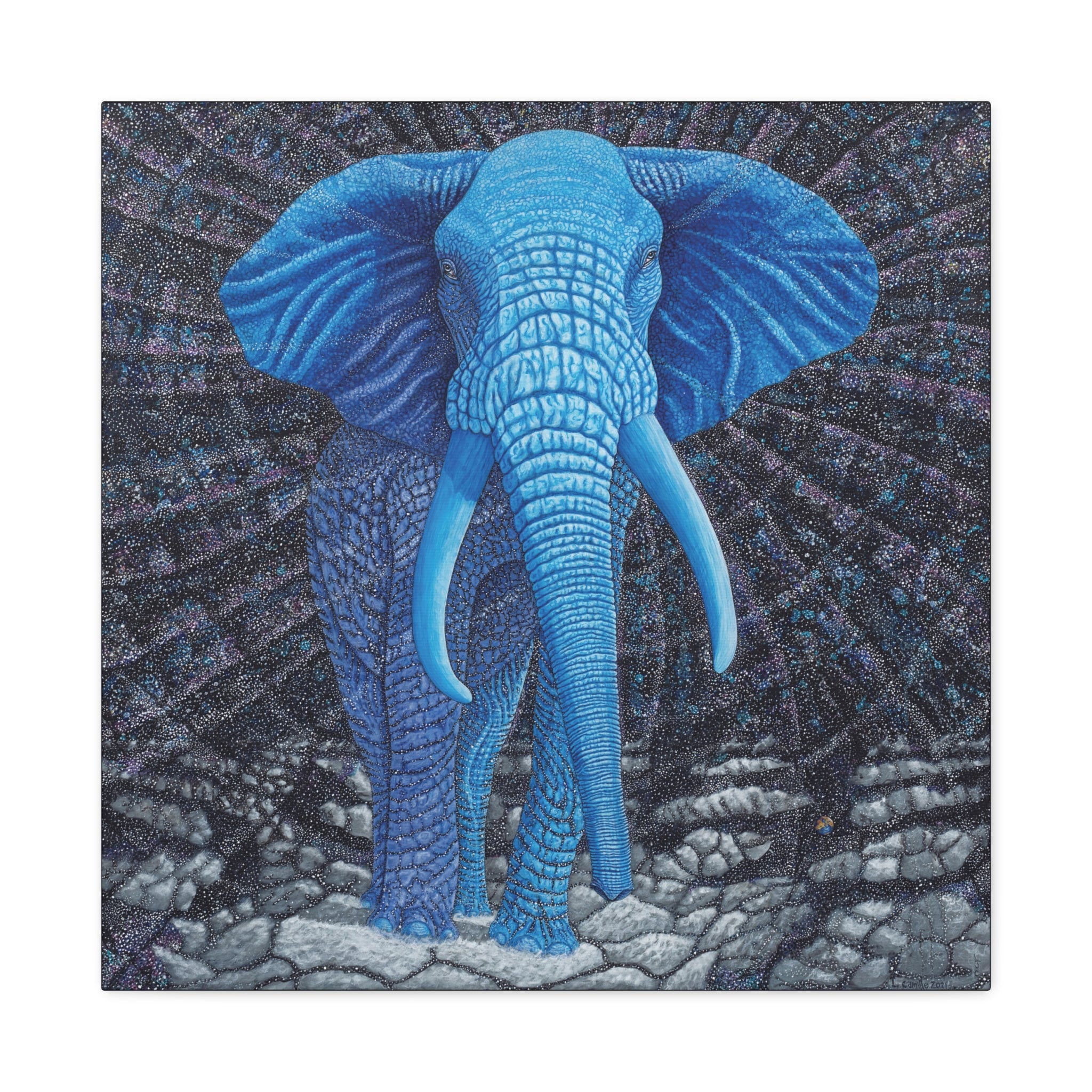Blue Elephant 2, Canvas Print-Stretched