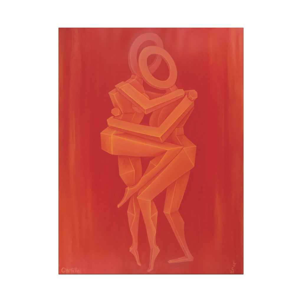 The Lovers Orange Stretched Canvas Print