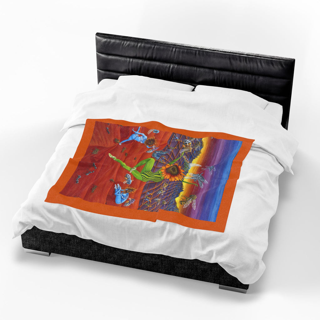 Honey and The Bees  Plush Blanket, Rafiki Art Throw