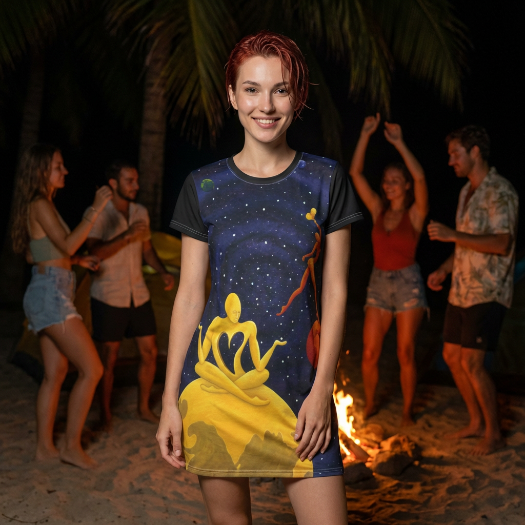 Worlds Apart T-Shirt Dress - star crossed lovers