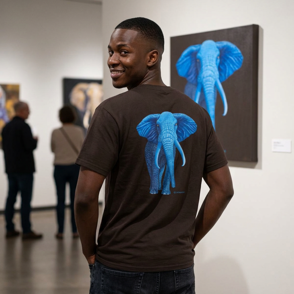 1A. Safari Blue Elephant T-Shirt