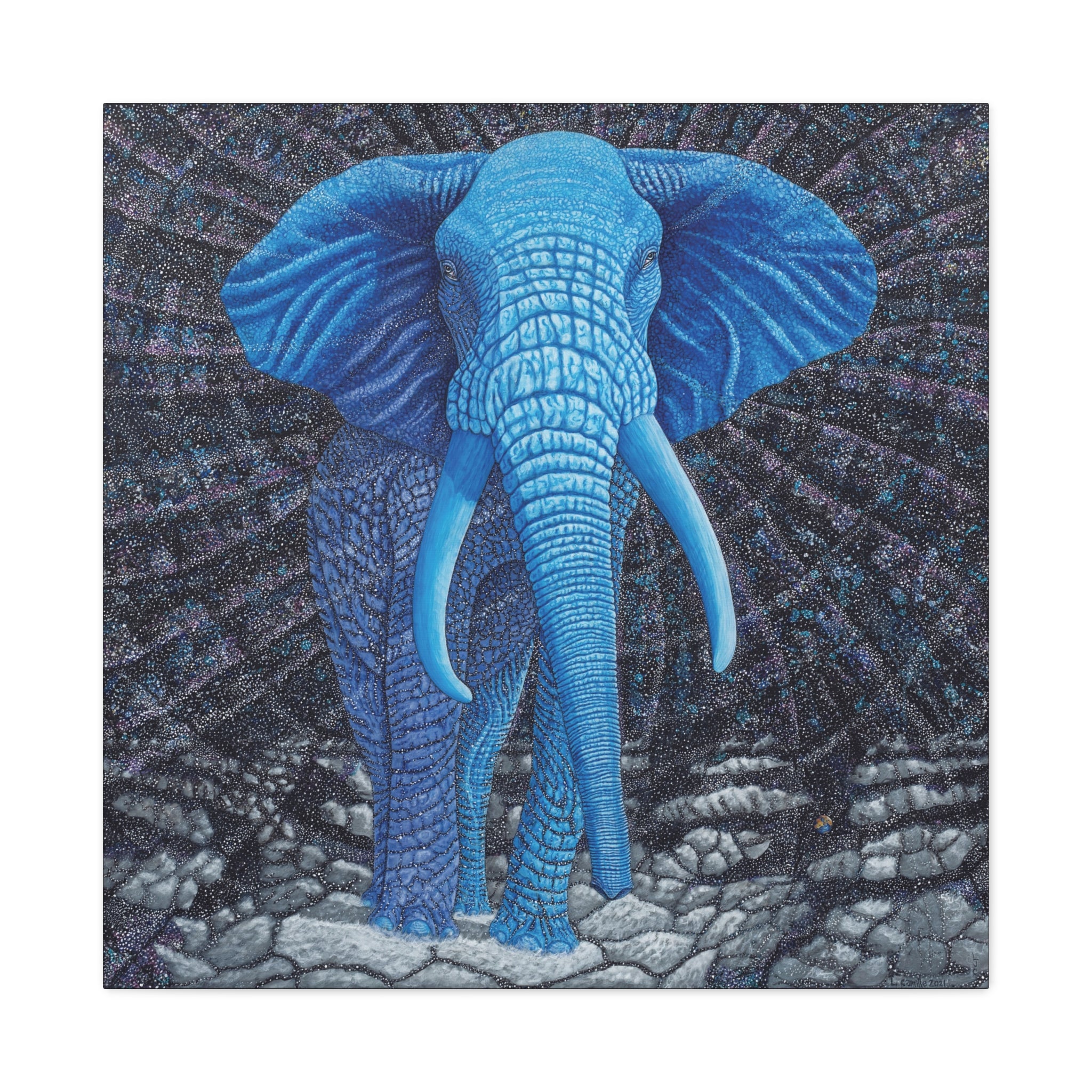 Blue Elephant 2, Canvas Print-Stretched