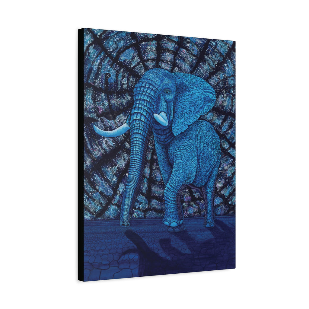 Safari Blue Elephant 1.  Stretched Canvas Print