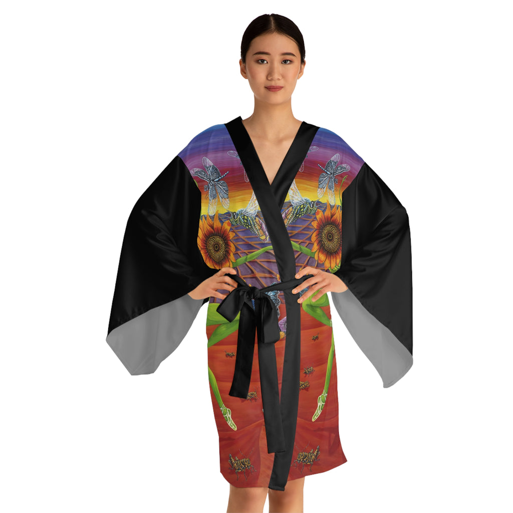 Honey and the Bees Long Sleeve Kimono Robe (AOP)