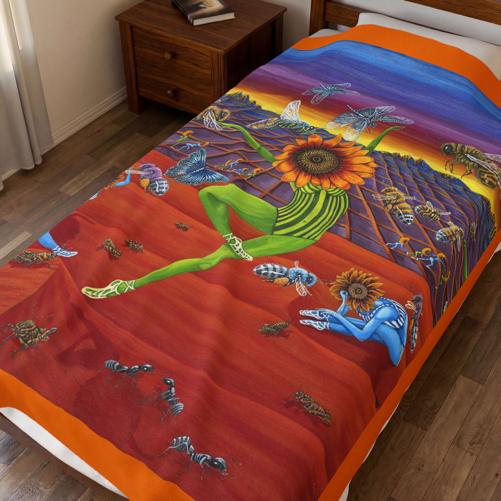 Honey and The Bees  Plush Blanket, Rafiki Art Throw