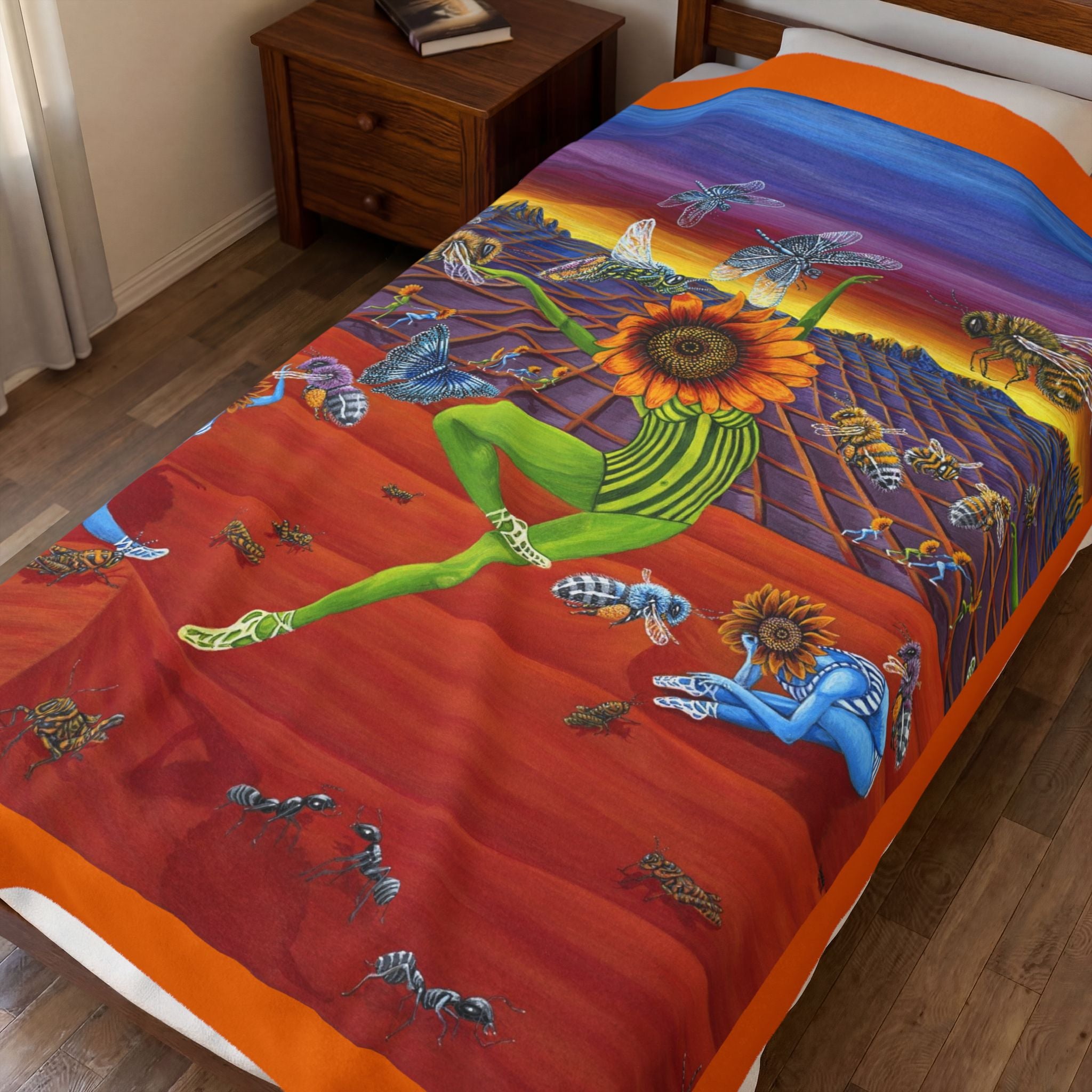 Honey and The Bees  Plush Blanket, Rafiki Art Throw