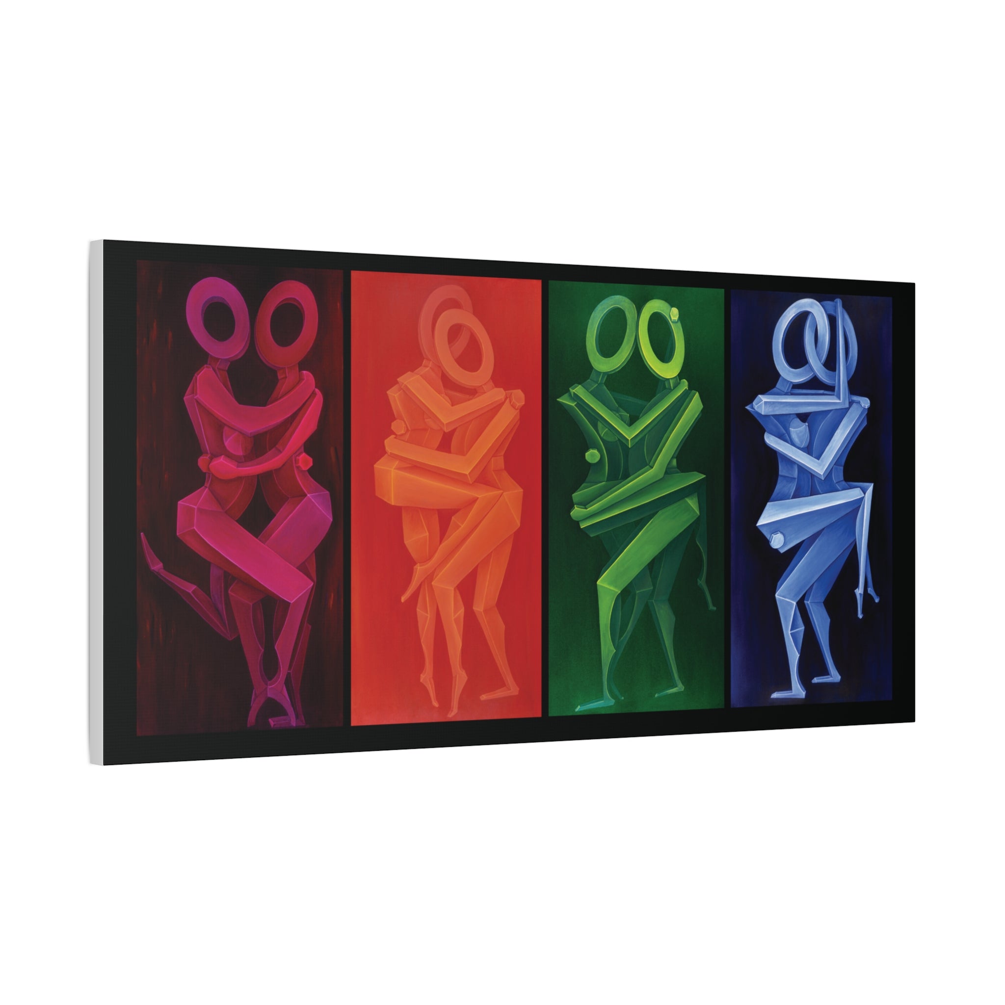 The Lovers Stretched Canvas Print; Red Orange Green Blue