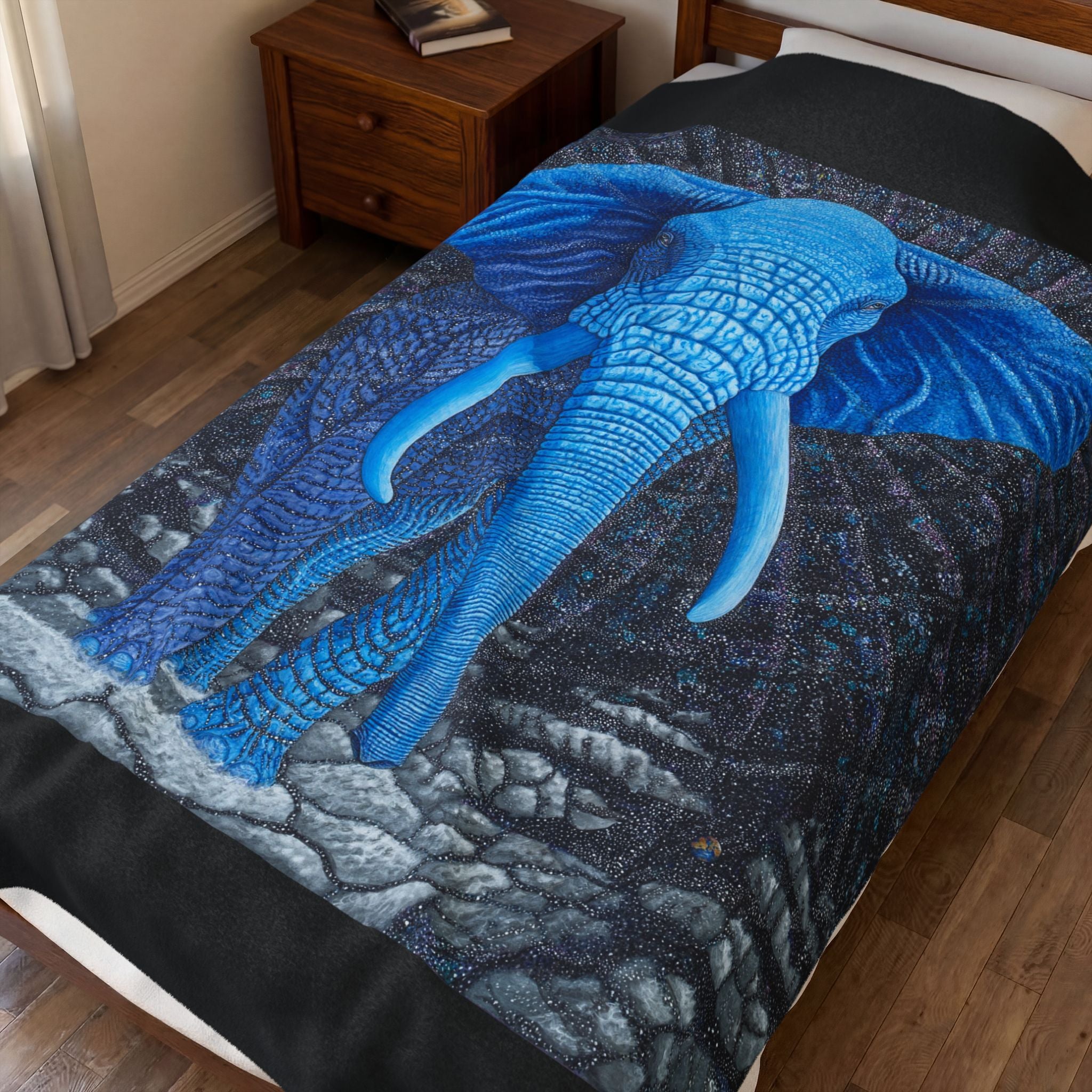 Elephant Transcending Earth Velveteen Plush Blanket — Elephant God Design