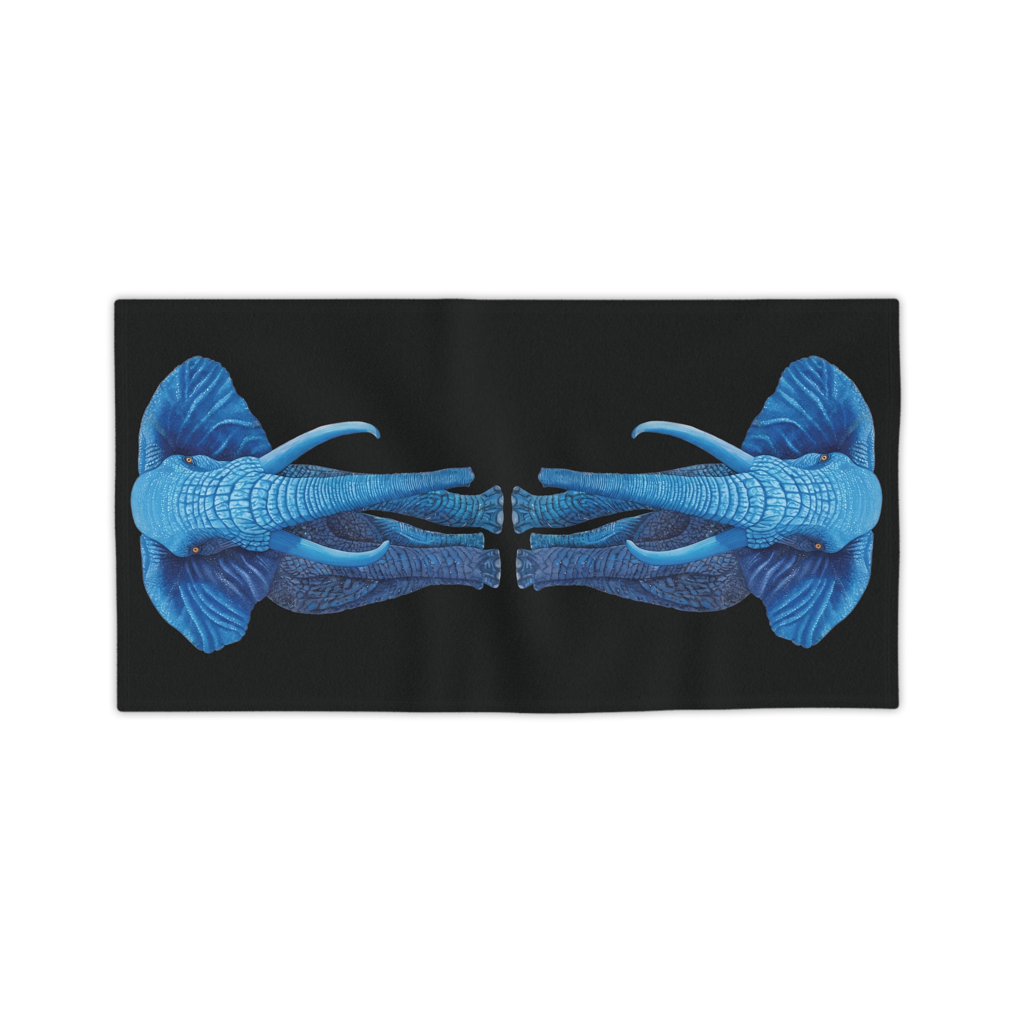 Blue Elephant Beach Towel on Black