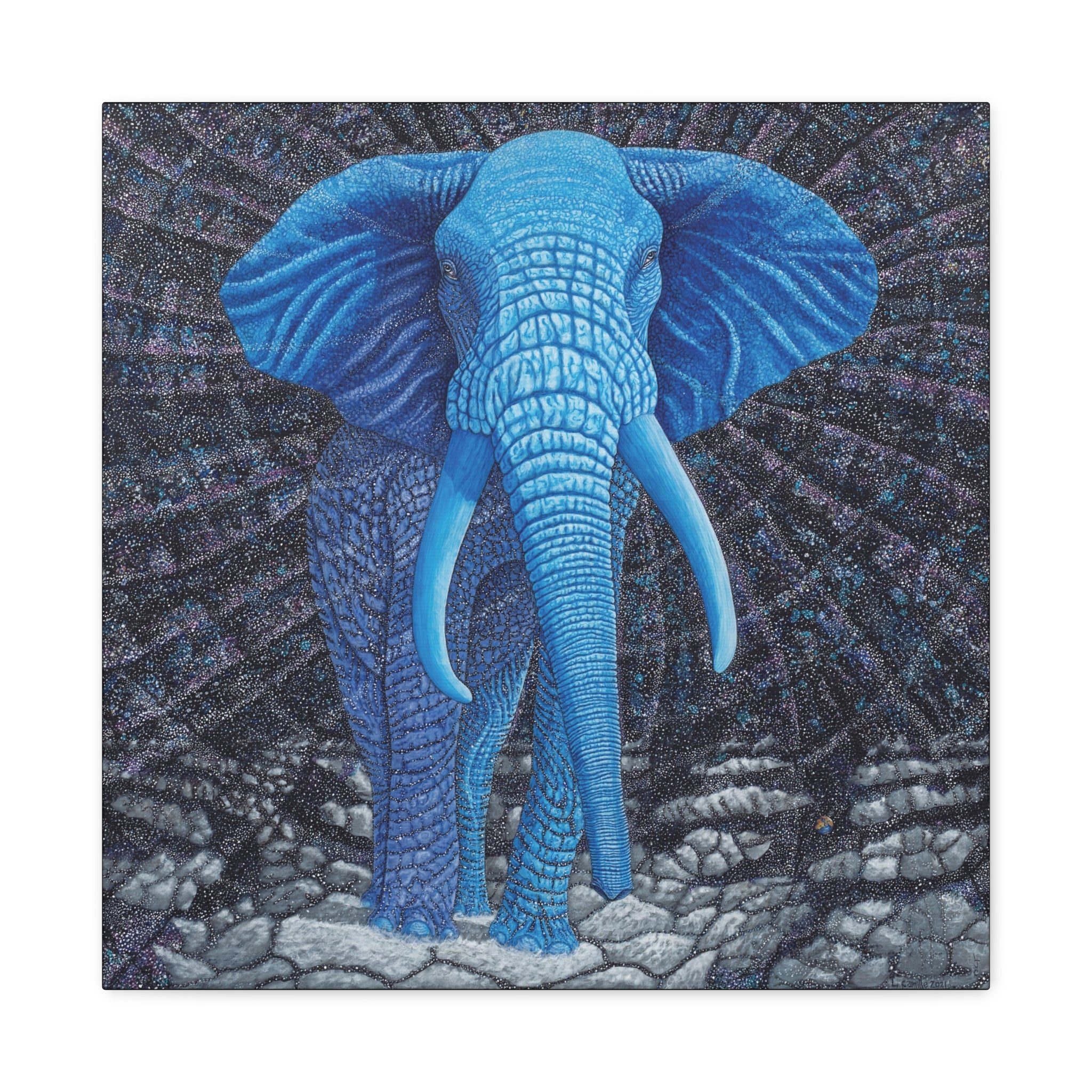 Blue Elephant 2, Canvas Print-Stretched