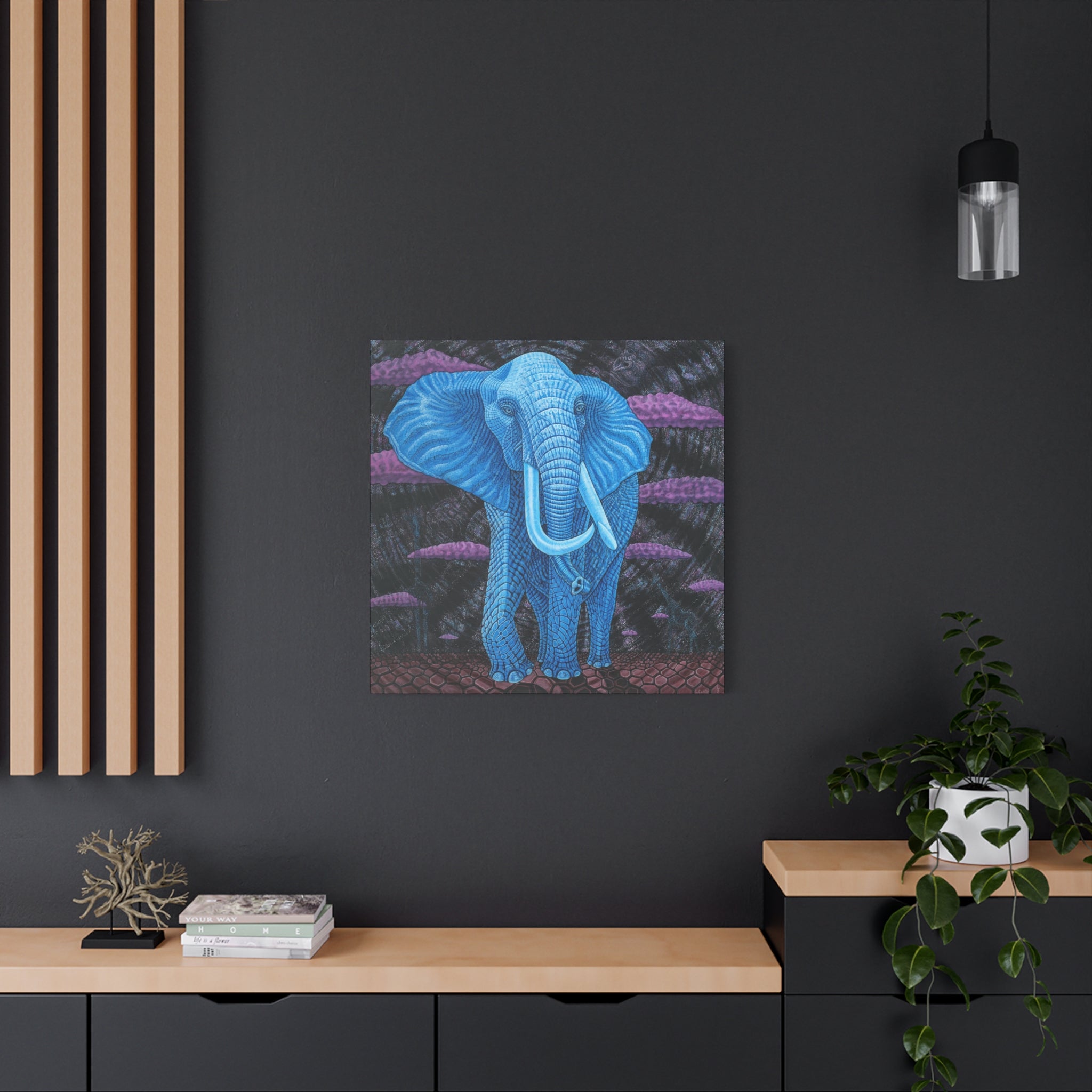 3C. Dream Elephant Stretched Canvas Print— Midnight @ Lake Manyarra