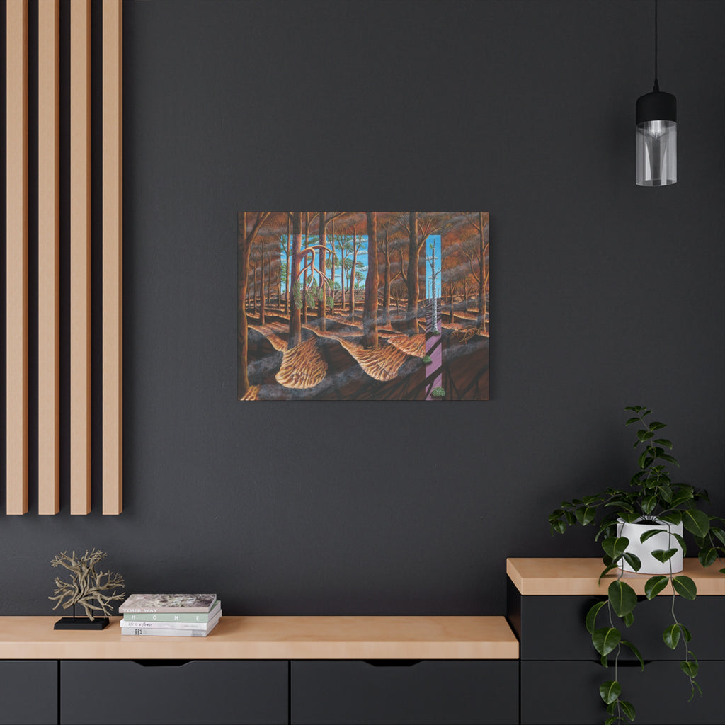 1F. "Before, During, and After the Fire" Stretched Canvas Print