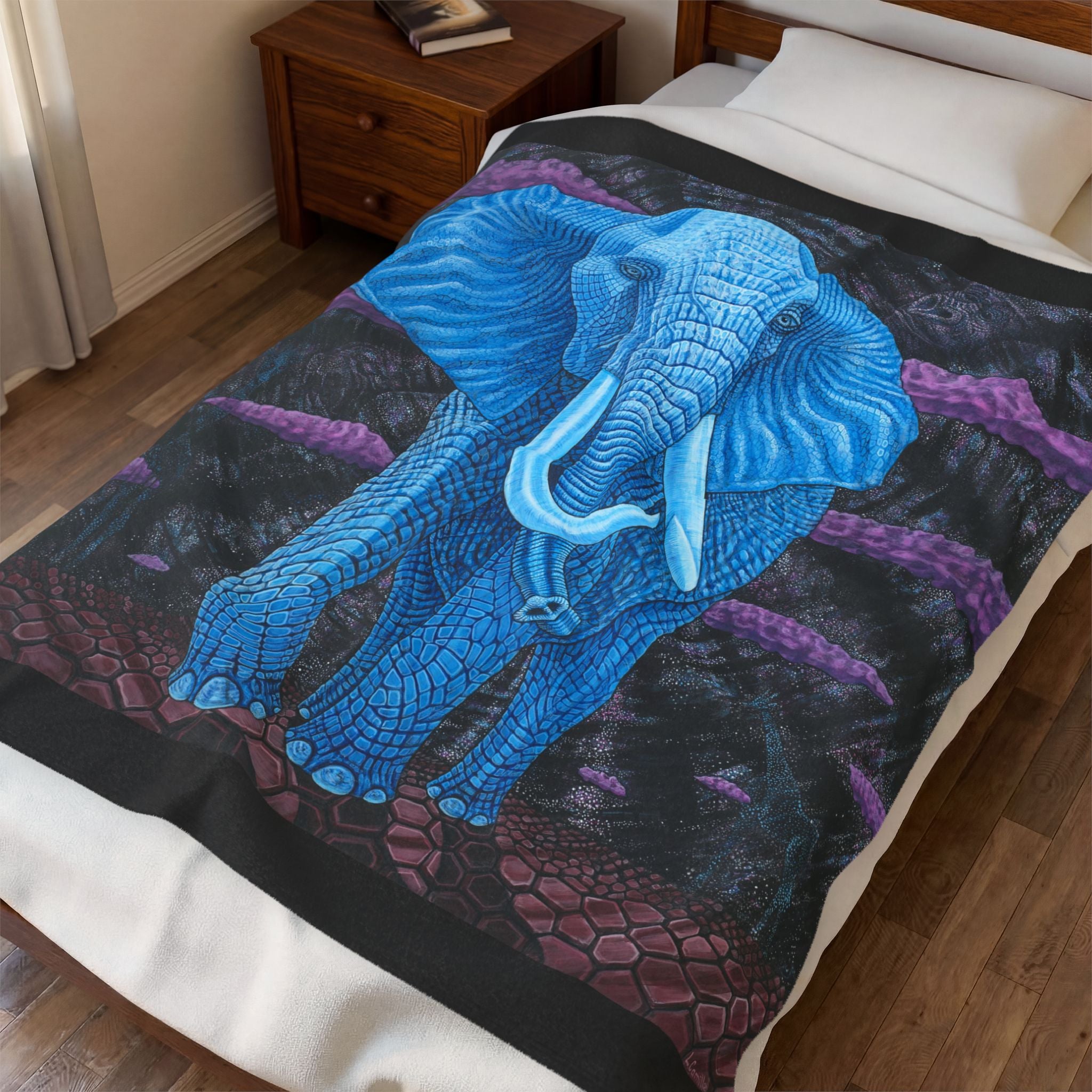 Safari Midnight Visitor Velveteen Plush Blanket