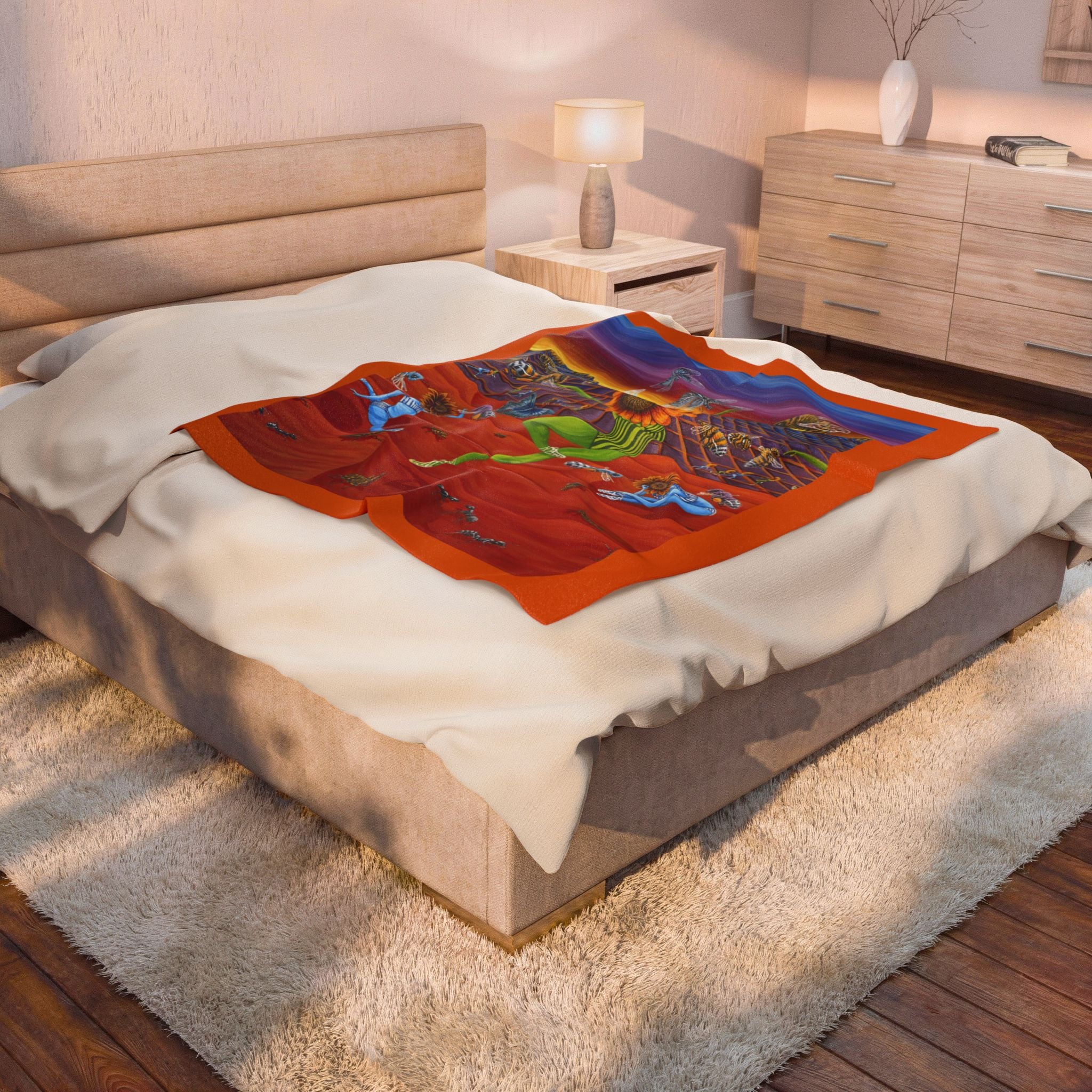 Honey and The Bees  Plush Blanket, Rafiki Art Throw