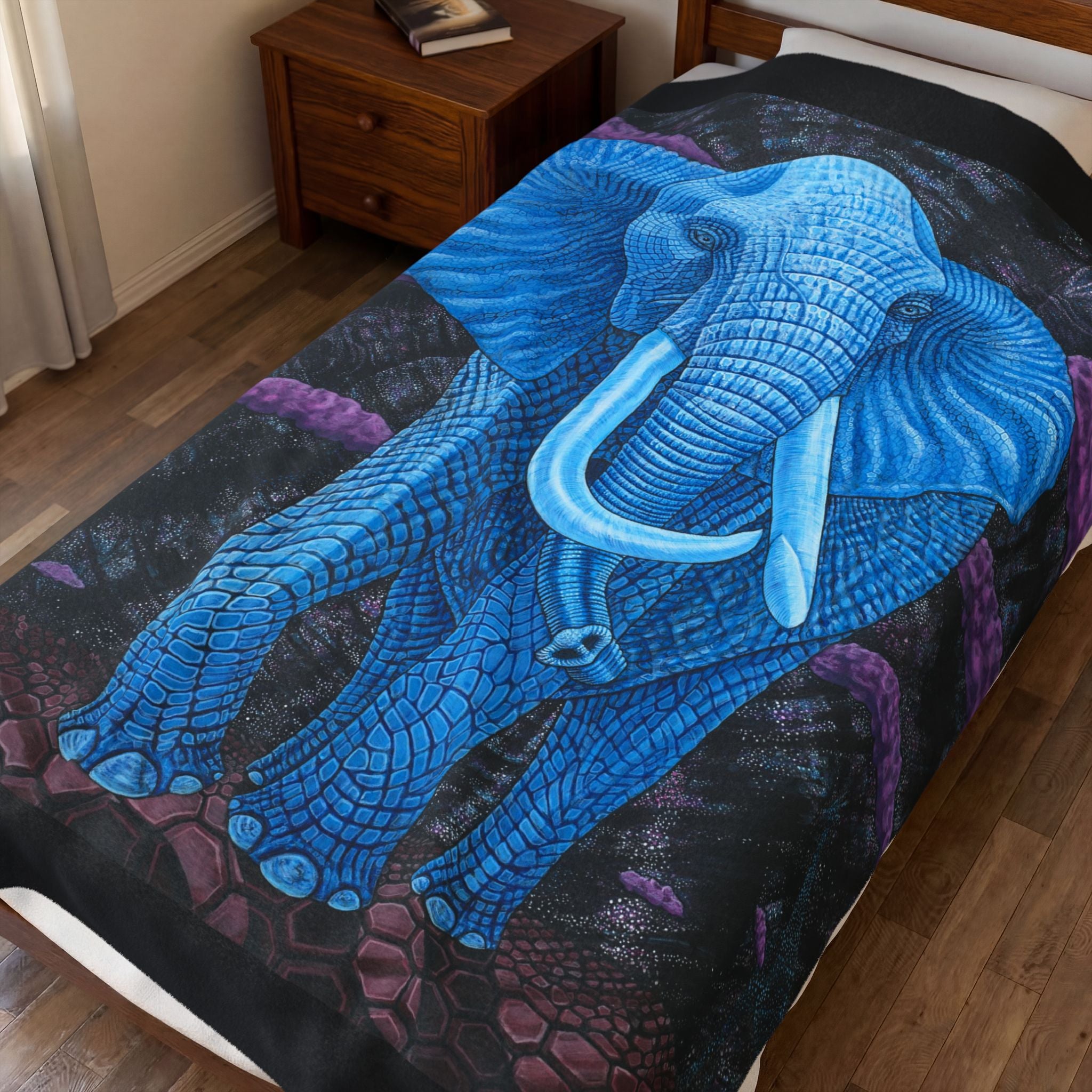 Safari Midnight Visitor Velveteen Plush Blanket