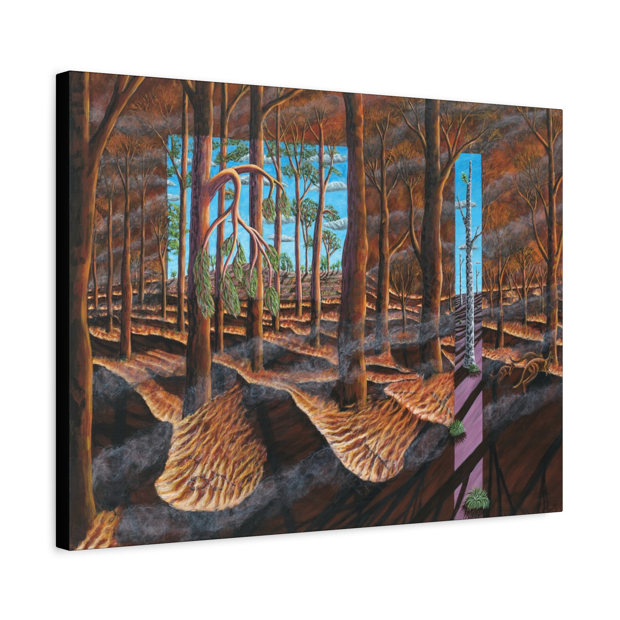 1E. "Before, During, and After the Fire" Stretched Canvas Print