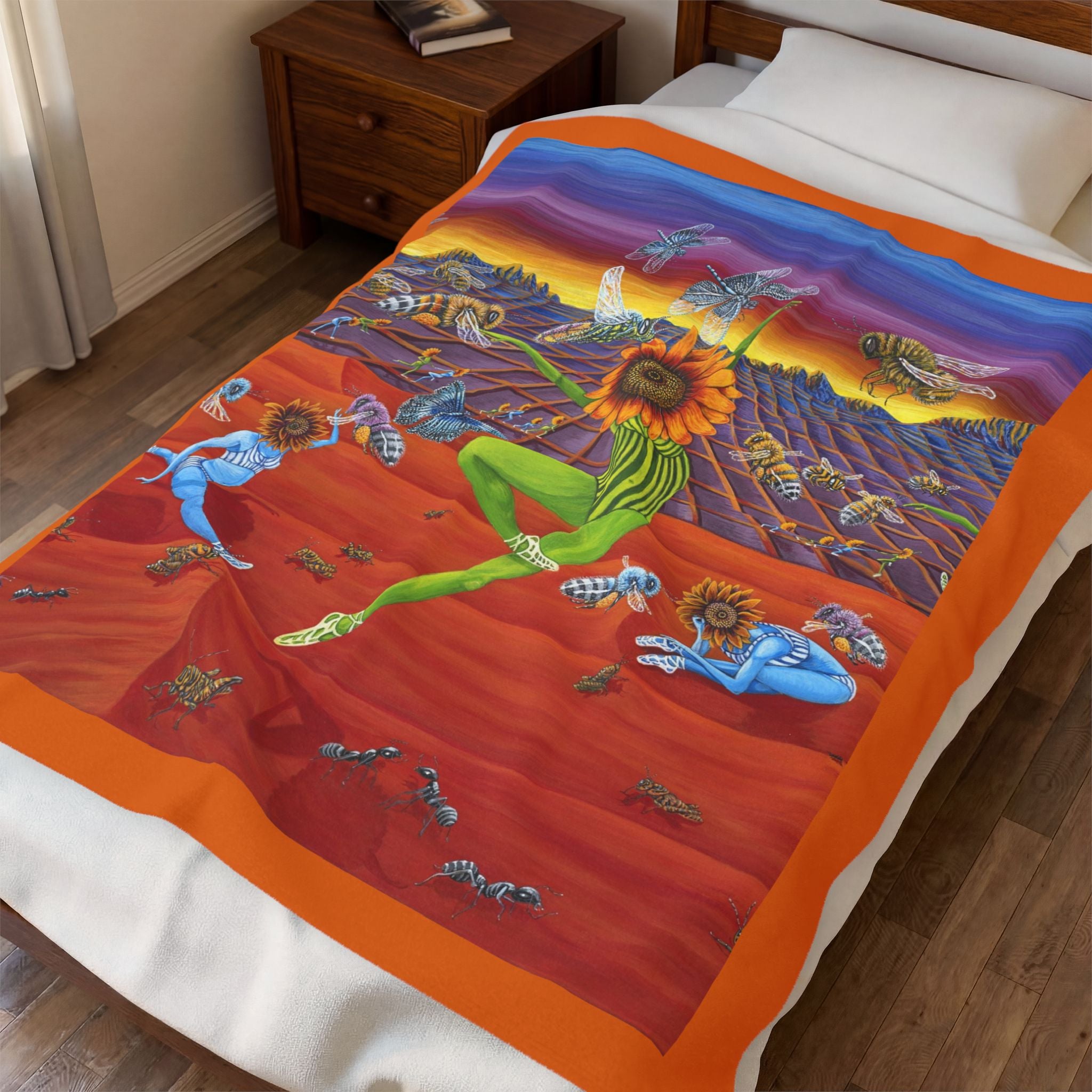 Honey and The Bees  Plush Blanket, Rafiki Art Throw