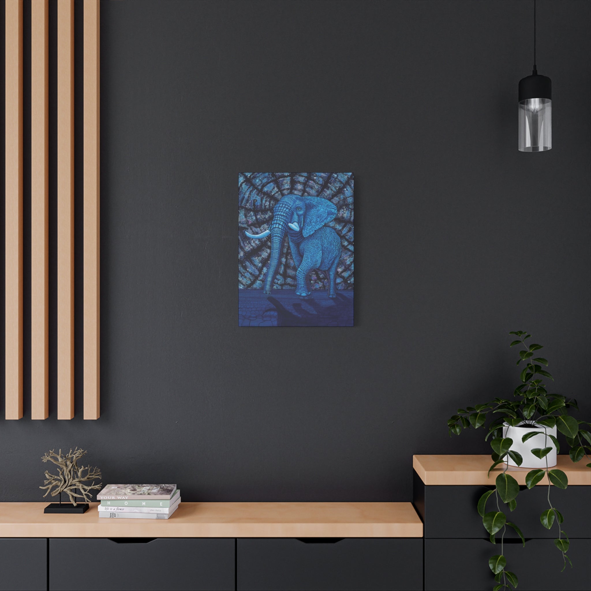 1A. Blue Elephant 1. Stretched Canvas Print The Close Encounter