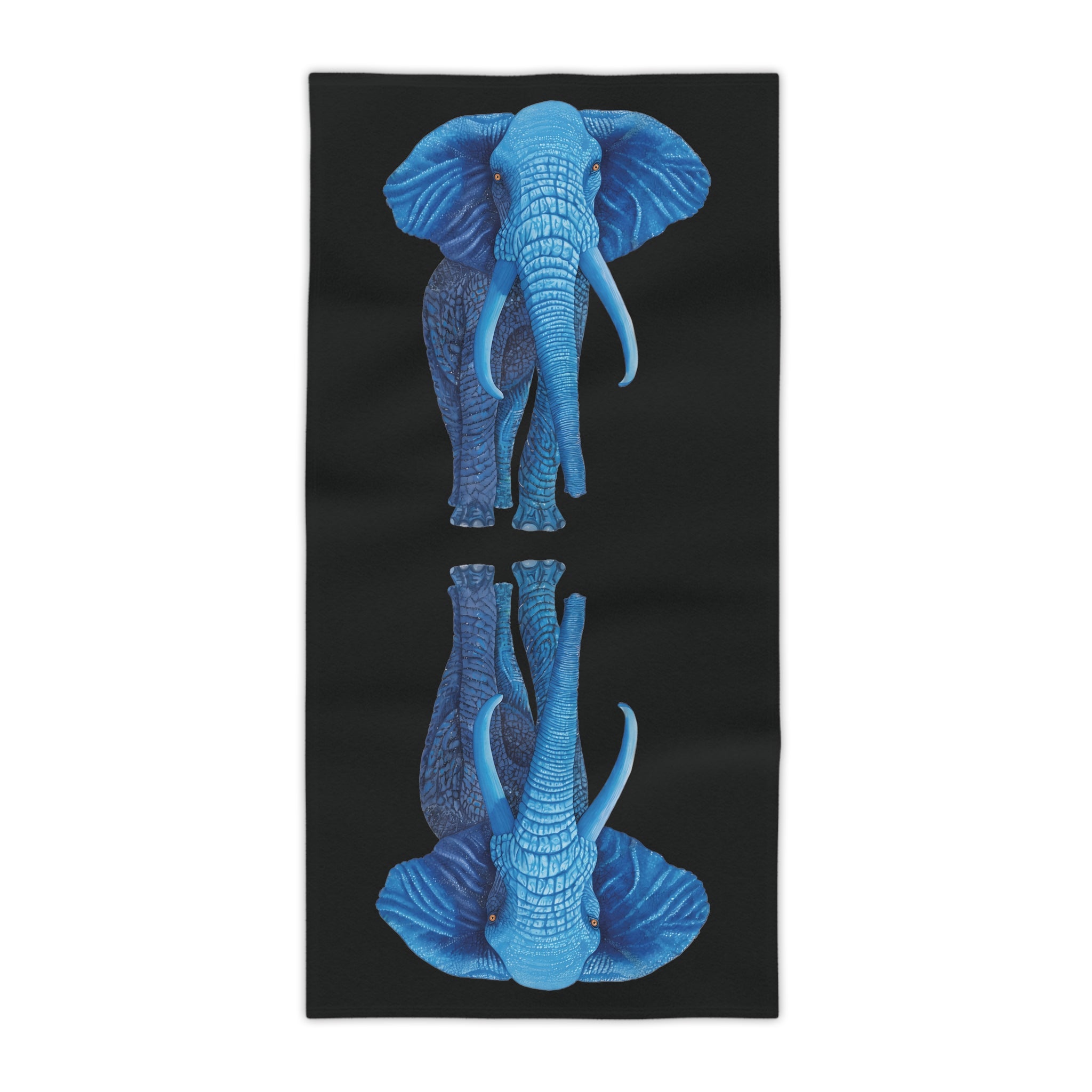 Blue Elephant Beach Towel on Black