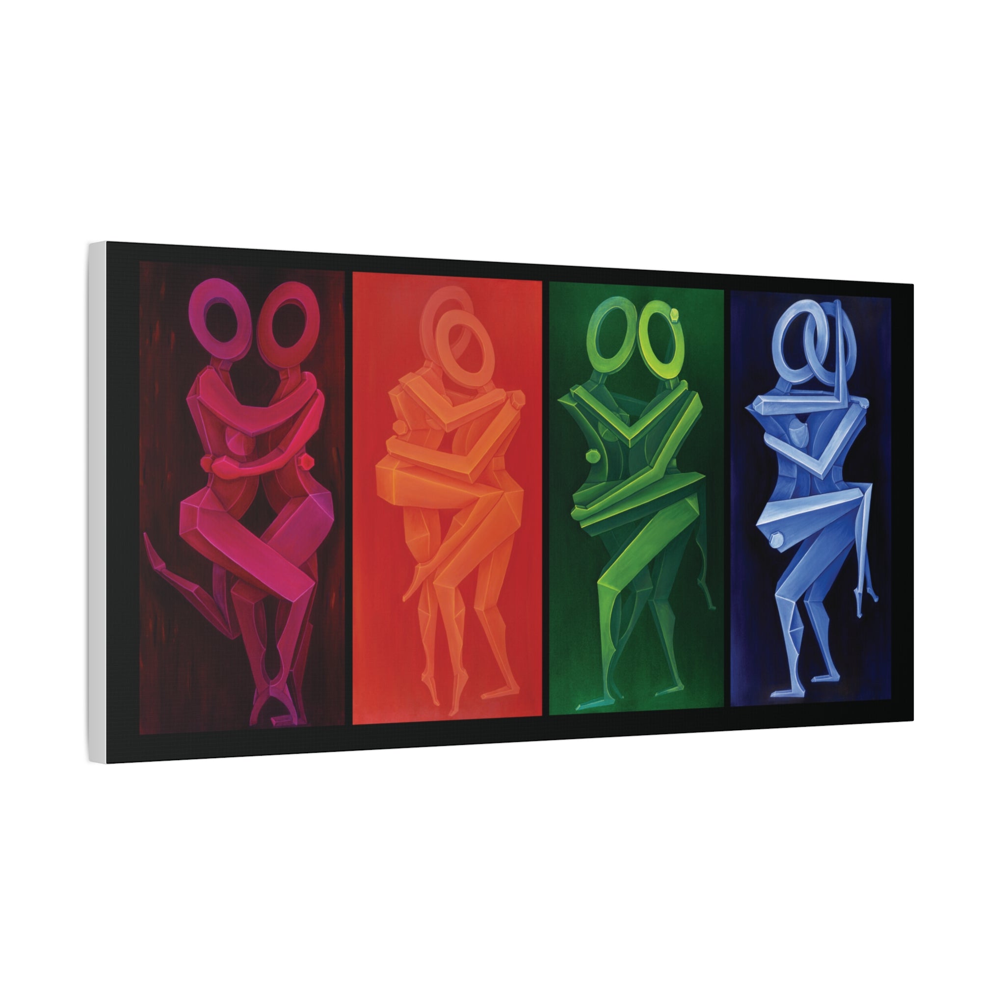 The Lovers Stretched Canvas Print; Red Orange Green Blue