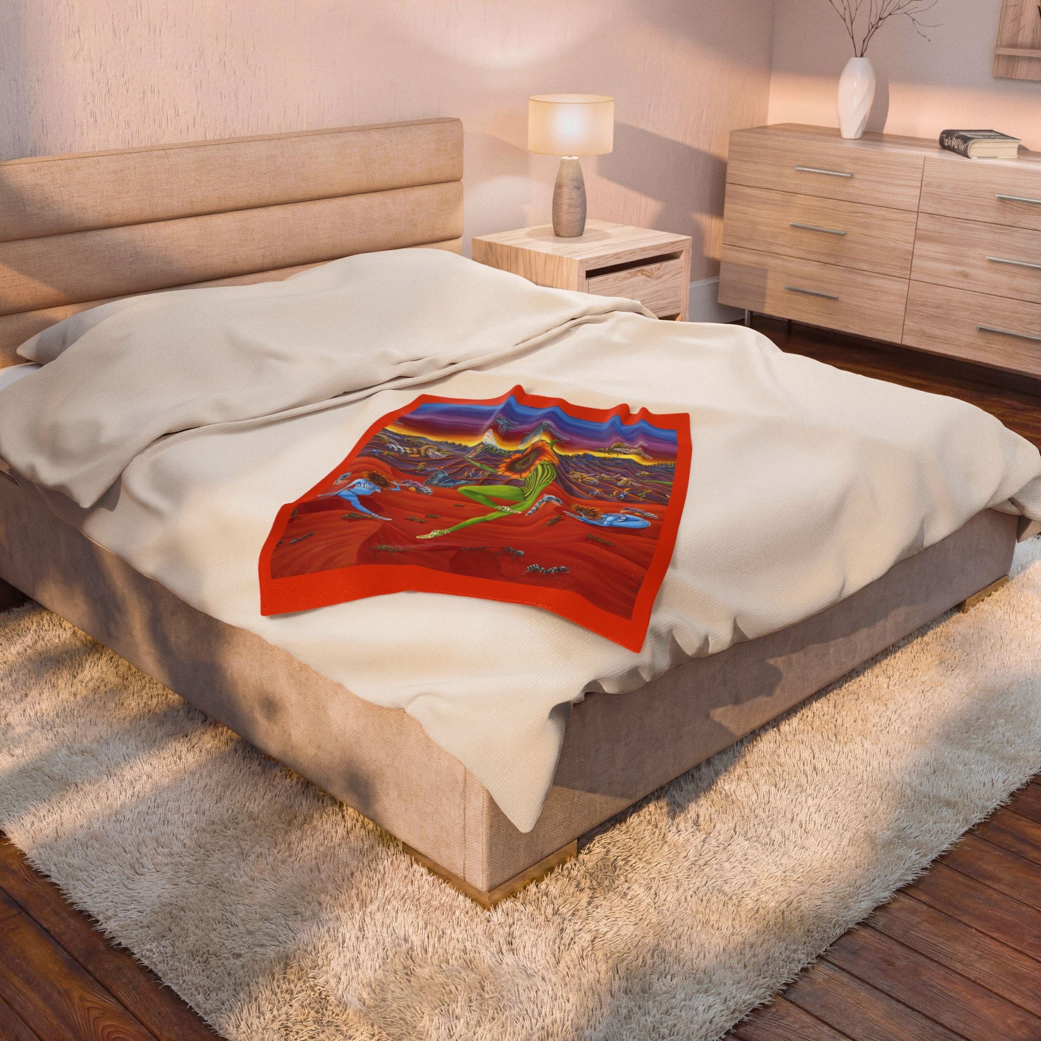 Honey and The Bees  Plush Blanket, Rafiki Art Throw